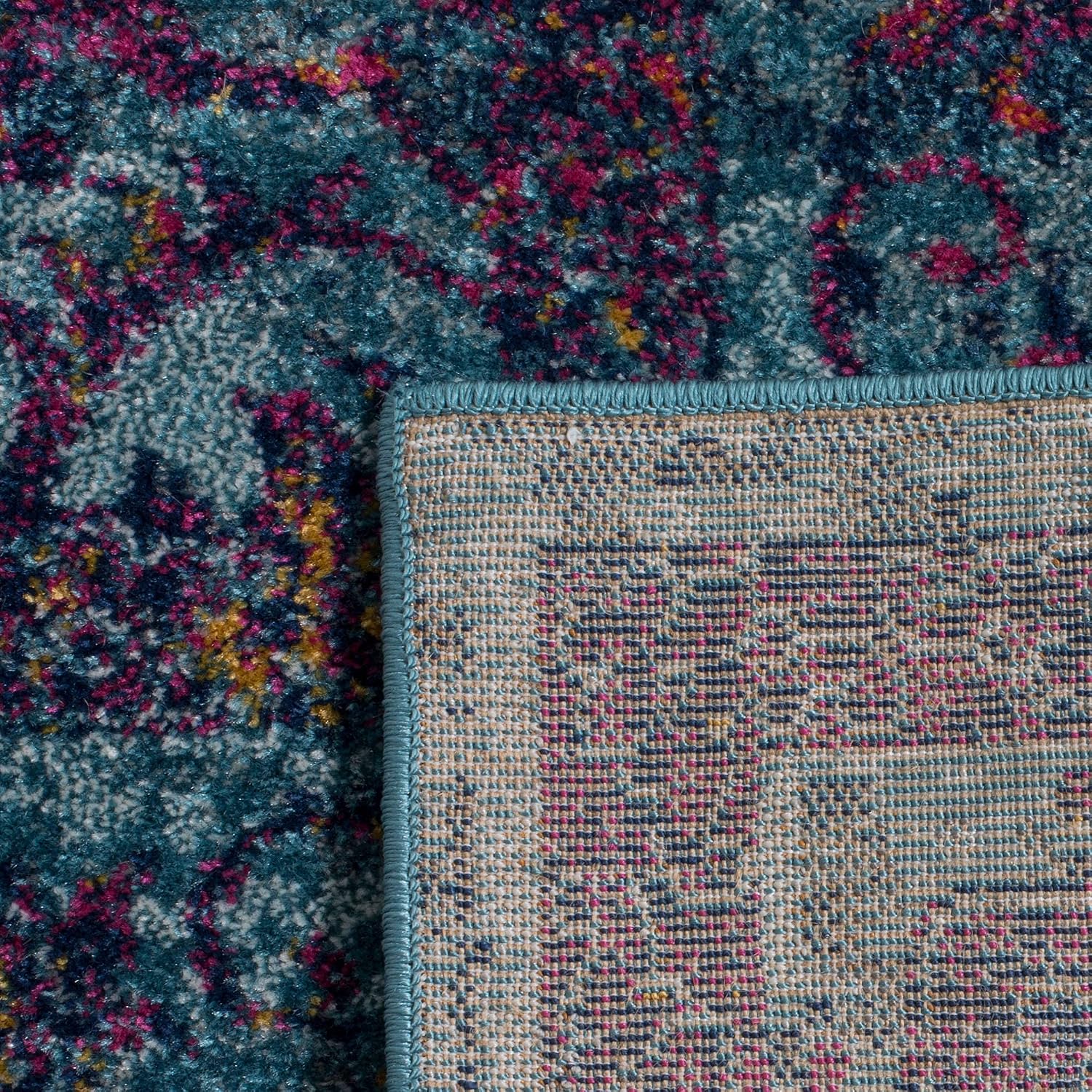 SAFAVIEH Granada Collection 6'7' x 9' Blue/Multi GRA351C Boho Chic Distressed Non-Shedding Living Room Bedroom Dining Home Office Area Rug