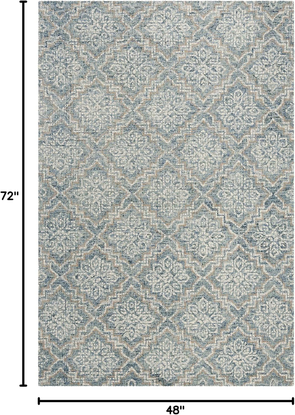 SAFAVIEH Abstract Collection Accent Rug - 4' x 6', Blue & Grey, Handmade Wool, Ideal for High Traffic Areas in Entryway, Living Room, Bedroom (ABT201A)