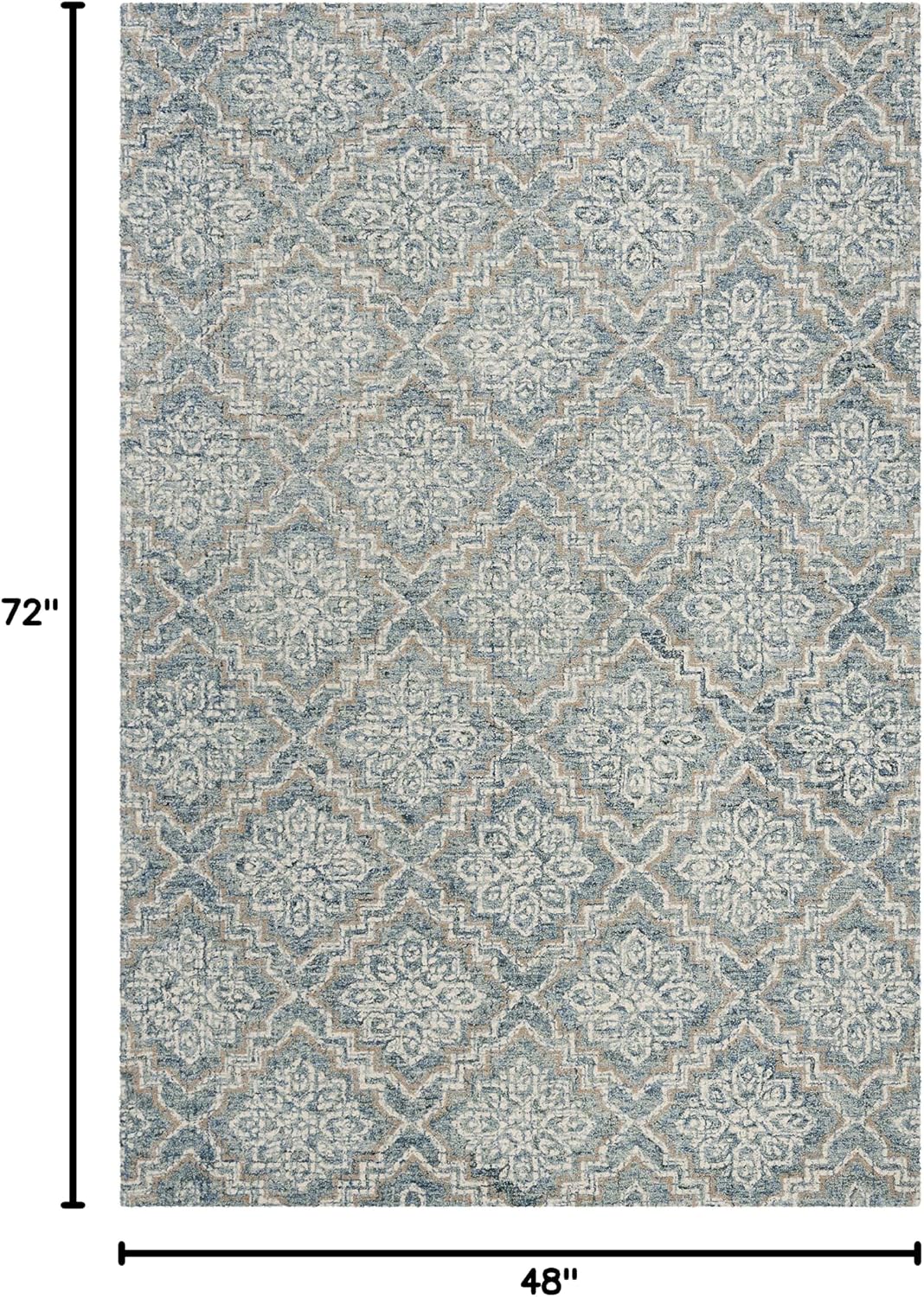 SAFAVIEH Abstract Collection Accent Rug - 4' x 6', Blue & Grey, Handmade Wool, Ideal for High Traffic Areas in Entryway, Living Room, Bedroom (ABT201A)