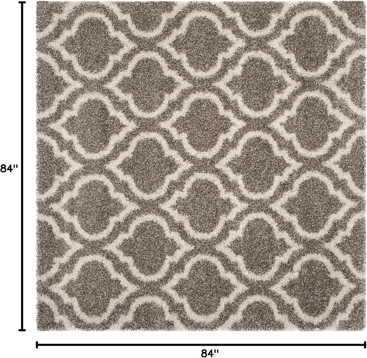SAFAVIEH Hudson Shag Collection Area Rug - 7' Square, Grey & Ivory, Moroccan Design, Non-Shedding & Easy Care, 2-inch Thick Ideal for High Traffic Areas in Living Room, Bedroom (SGH284B)