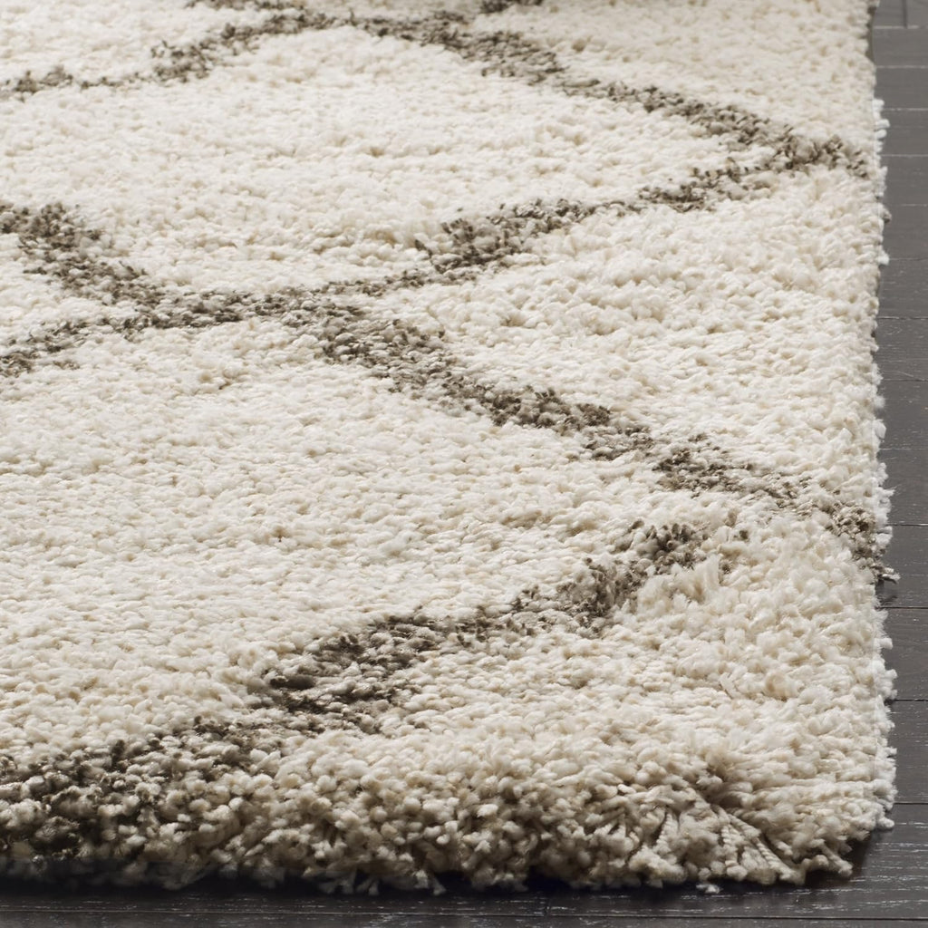 SAFAVIEH Hudson Shag Collection Area Rug - 5'3' x 7'6', Ivory & Grey, Moroccan Trellis Design, Non-Shedding & Easy Care, 2-inch Thick Ideal for High Traffic Areas in Living Room, Bedroom (SGH283A)