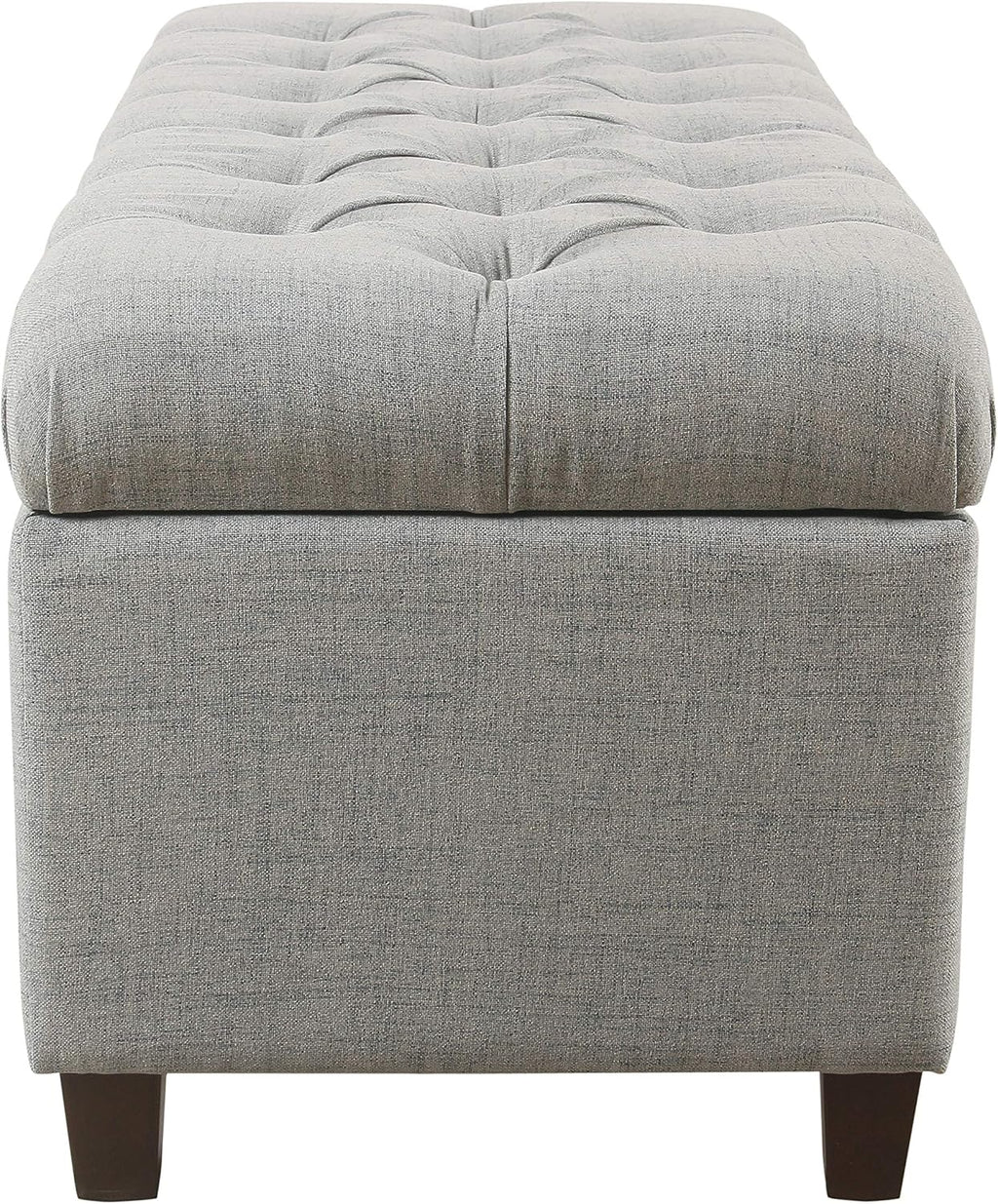 Homepop Home Decor Tufted Ainsley Button Storage Ottoman Bench with Hinged Lid Ottoman Bench with Storage for Living Room & Bedroom, Light Blue 18x40x18 Inches