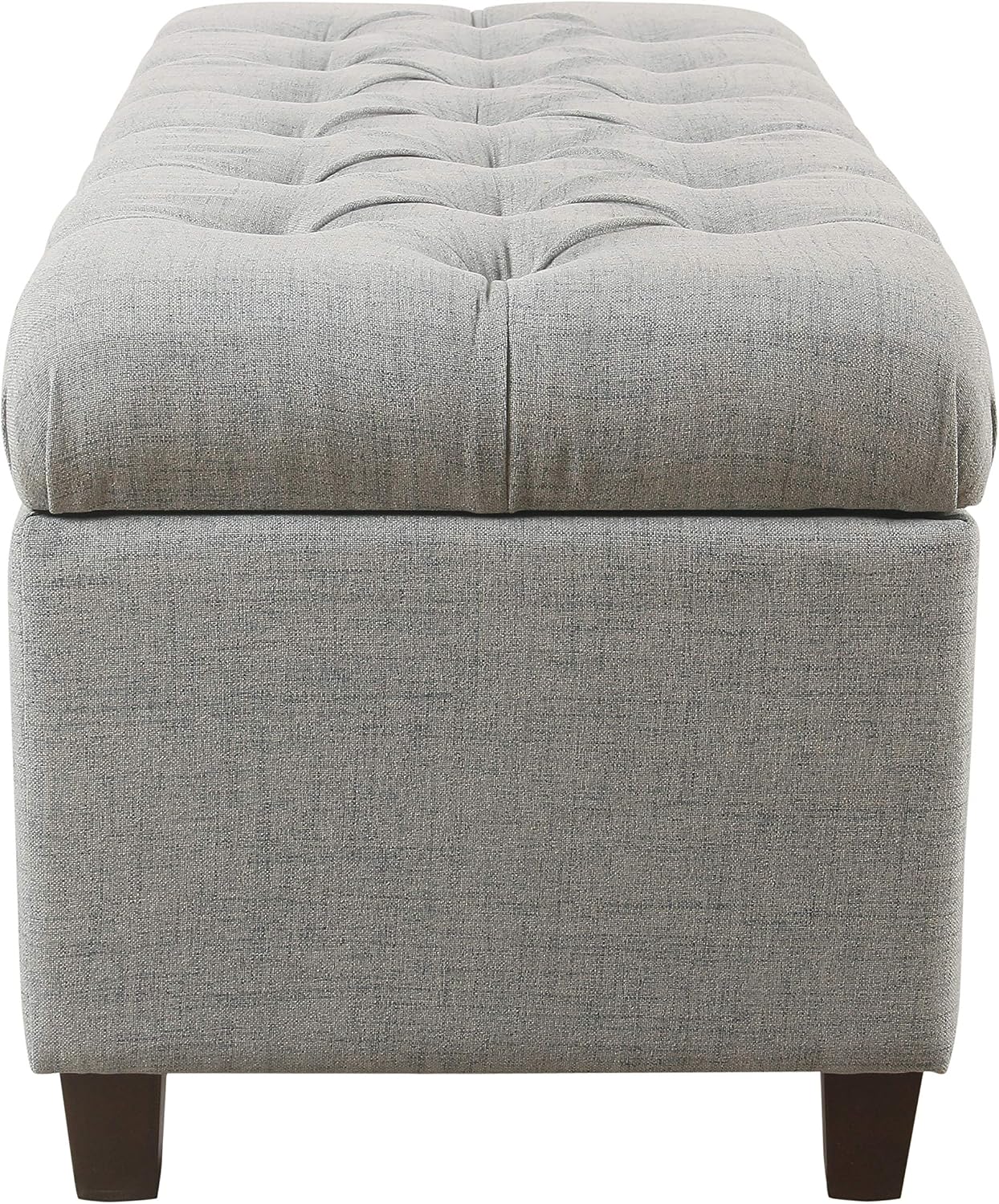 Homepop Home Decor Tufted Ainsley Button Storage Ottoman Bench with Hinged Lid Ottoman Bench with Storage for Living Room & Bedroom, Light Blue 18x40x18 Inches
