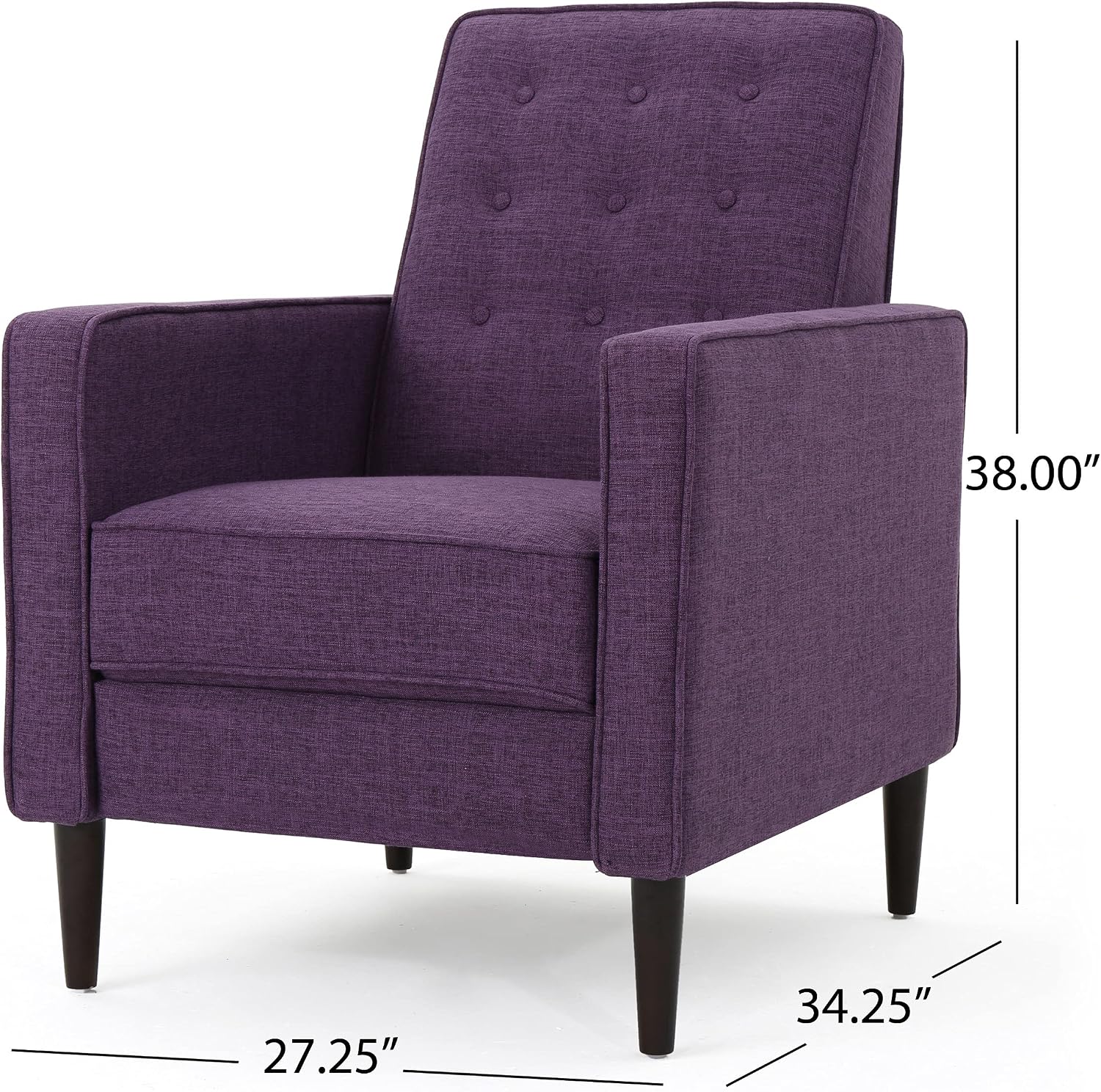 GDFStudio Christopher Knight Home Mervynn Mid-Century Modern Fabric Recliners, 2-Pcs Set, Muted Purple / Dark Espresso
