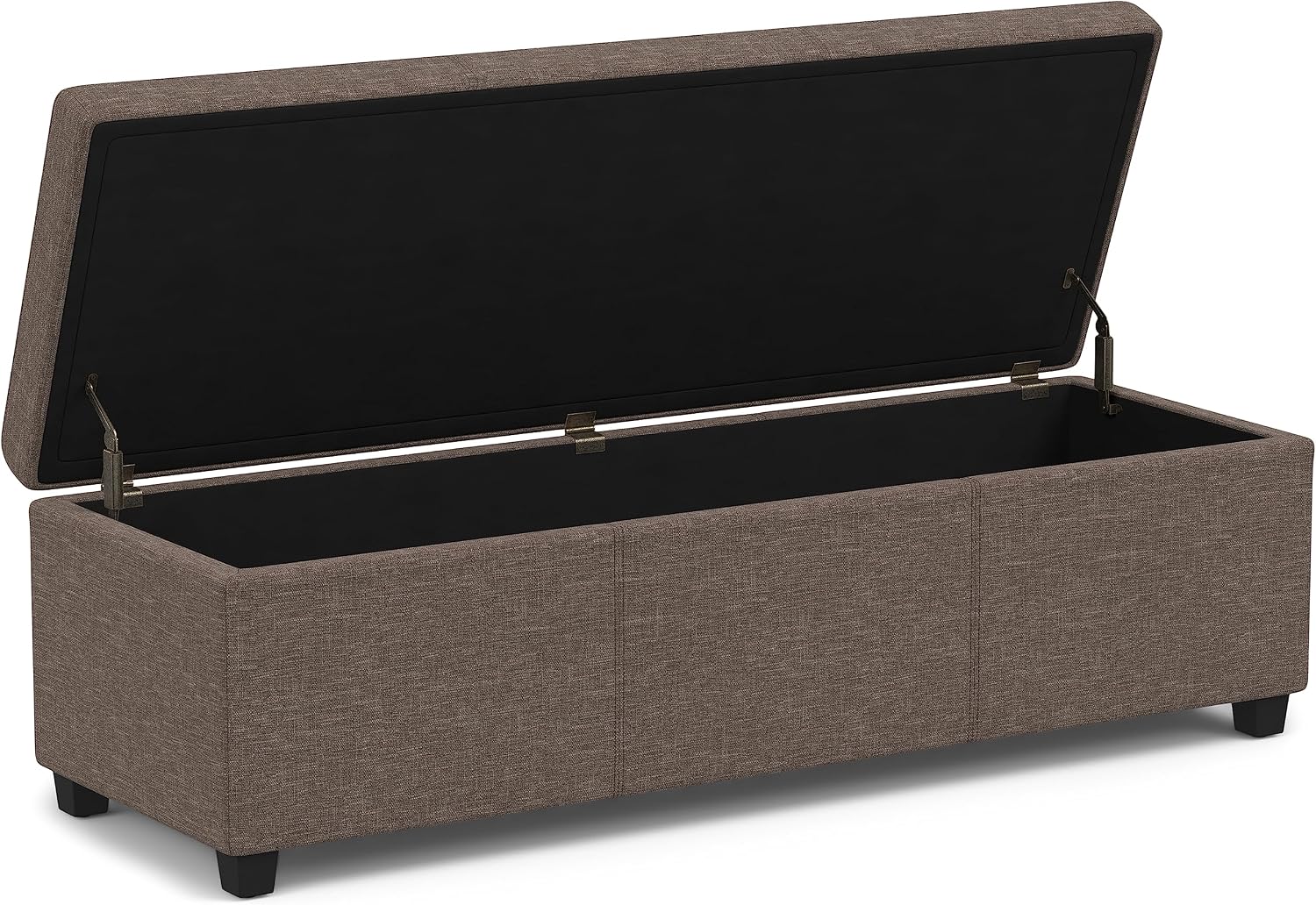 SIMPLIHOME Avalon Extra Large Storage Ottoman Bench - 54 inch Wide Upholstered Linen Look Fabric Rectangular Lift-Top Ottoman in Fawn Brown, Contemporary Bench for Living Room with Hidden Storage