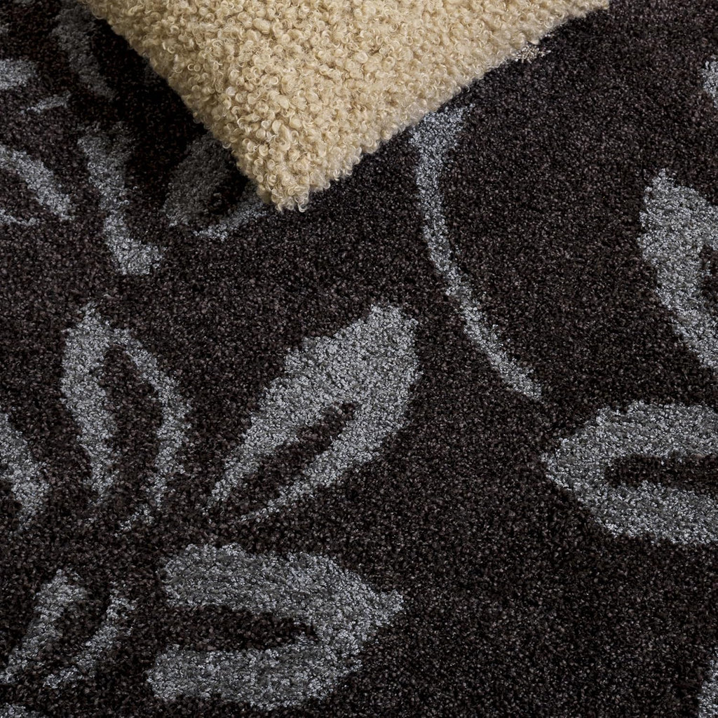 SAFAVIEH Florida Shag Collection Area Rug - 8'6' x 12', Dark Brown & Grey, Floral Design, Non-Shedding & Easy Care, 1.2-inch Thick Ideal for High Traffic Areas in Living Room, Bedroom (SG456-2880)