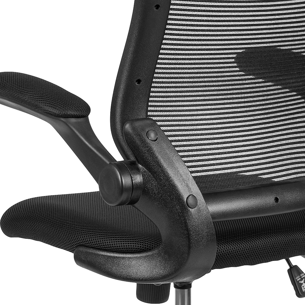 Flash Furniture Kale Mid-Back Swivel Office Chair with Adjustable Foot Ring, Lumbar Support, and Seat Height, Ergonomic Mesh Executive Chair, Black