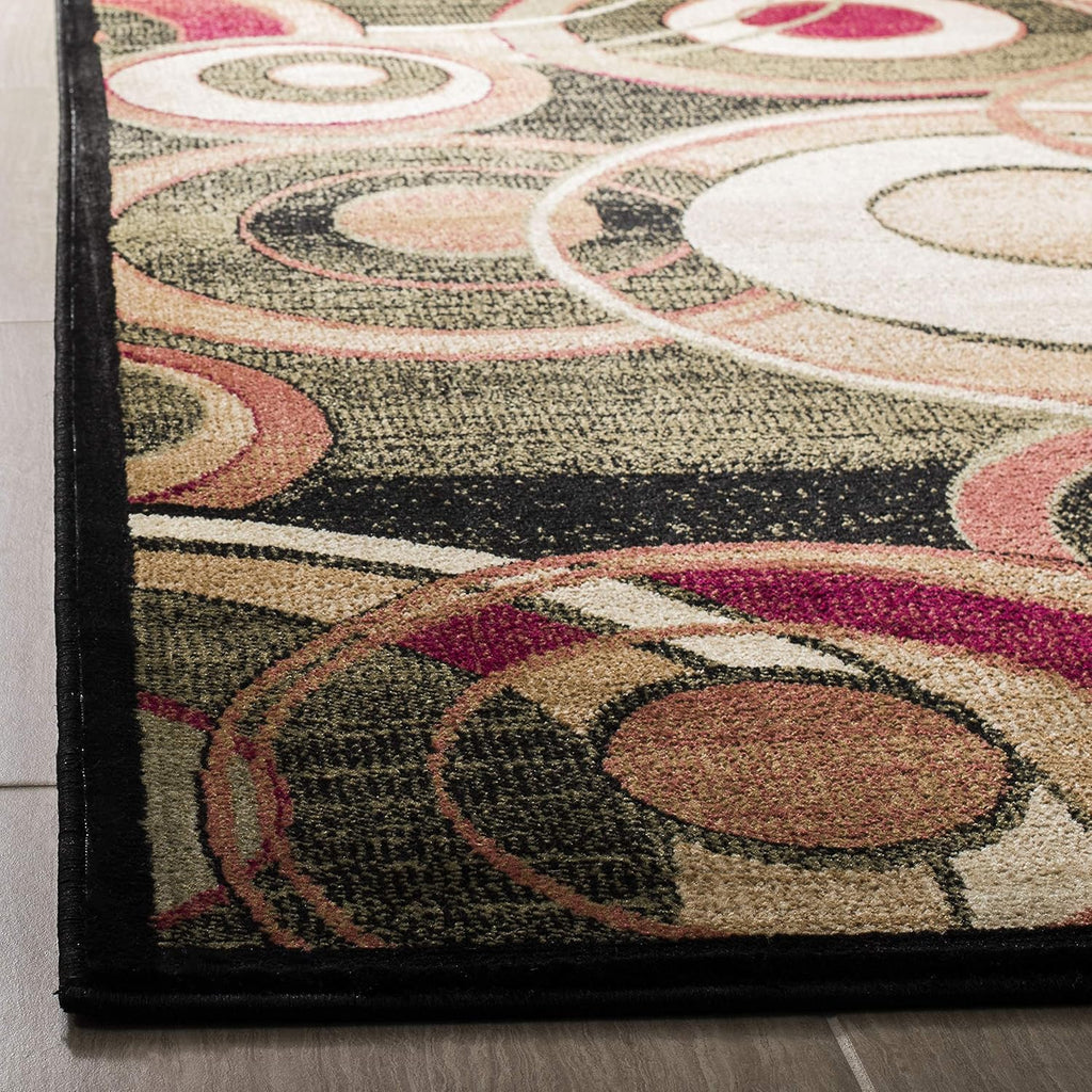 SAFAVIEH Lyndhurst Collection Area Rug - 7' Square, Black & Multi, Mid-Century Modern Design, Non-Shedding & Easy Care, Ideal for High Traffic Areas in Living Room, Bedroom (LNH225B)