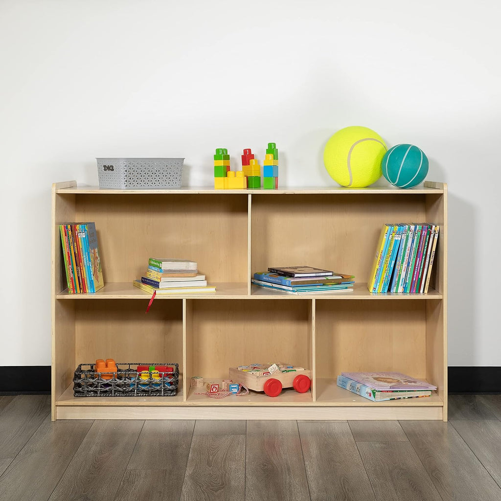 Flash Furniture Hercules Wooden 5 Section School Classroom Storage Cabinet for Commercial or Home Use - Safe, Kid Friendly Design - 30'H x 48'L (Natural)