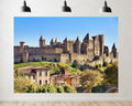Trykid 20x10ft Medieval Fortified City Backdrop Stone Walls Turrets Terracotta Roofs Clear Blue Sky Photography Background Historical Renaissance Party Decoration Photo Booth Prop Fabric