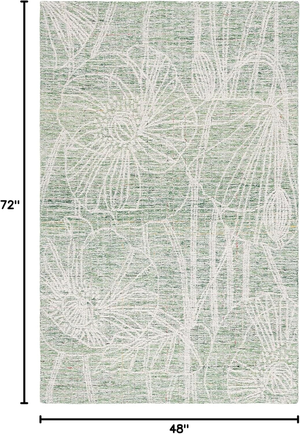 SAFAVIEH Metro Collection Accent Rug - 4' x 6', Green & Ivory, Handmade Floral Wool, Ideal for High Traffic Areas in Entryway, Living Room, Bedroom (MET875Y)