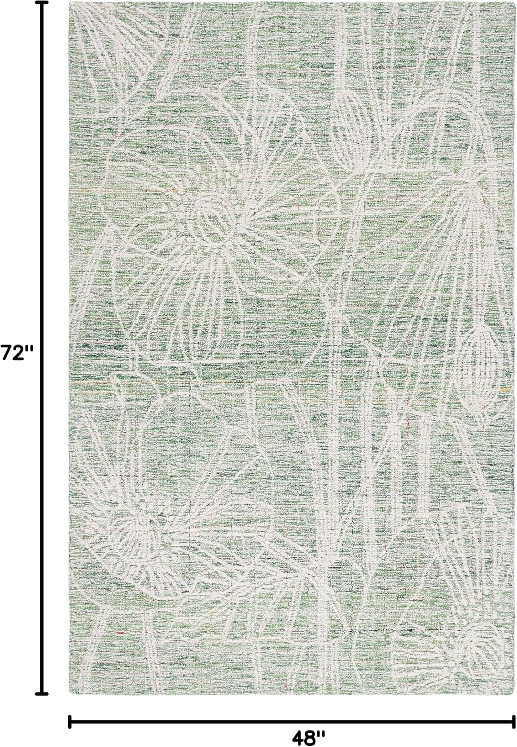 SAFAVIEH Metro Collection Accent Rug - 4' x 6', Green & Ivory, Handmade Floral Wool, Ideal for High Traffic Areas in Entryway, Living Room, Bedroom (MET875Y)