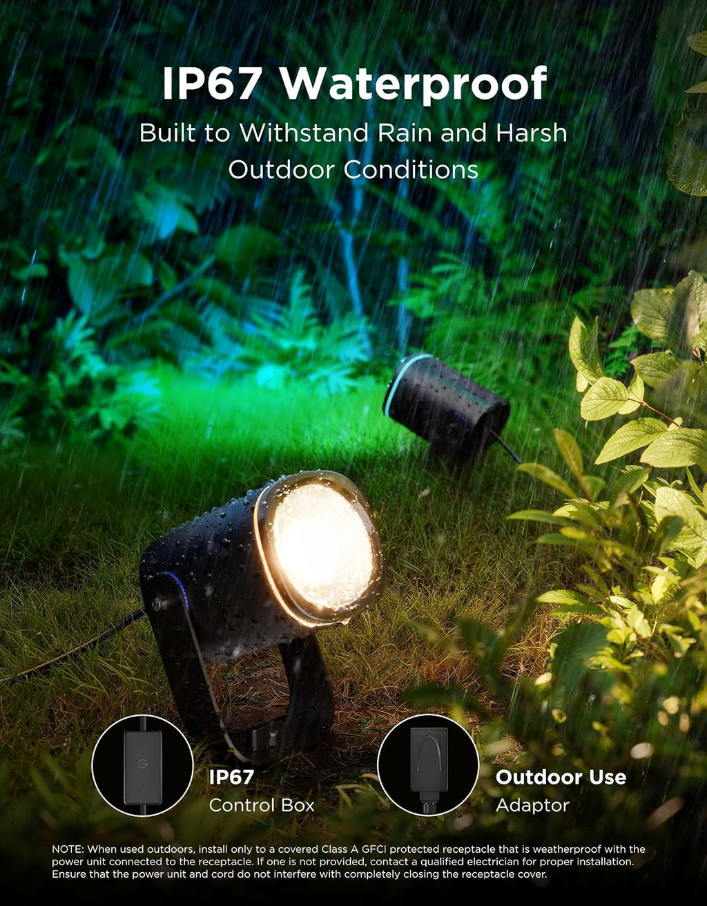 Govee Outdoor Spot Lights 2, IP67 Waterproof Spotlights, Landscape Lights Work with Matter, Alexa, and Google Assistant, RGBWIC Color Changing Light for Outdoor Decor, Patio Decorations, 4 Pack