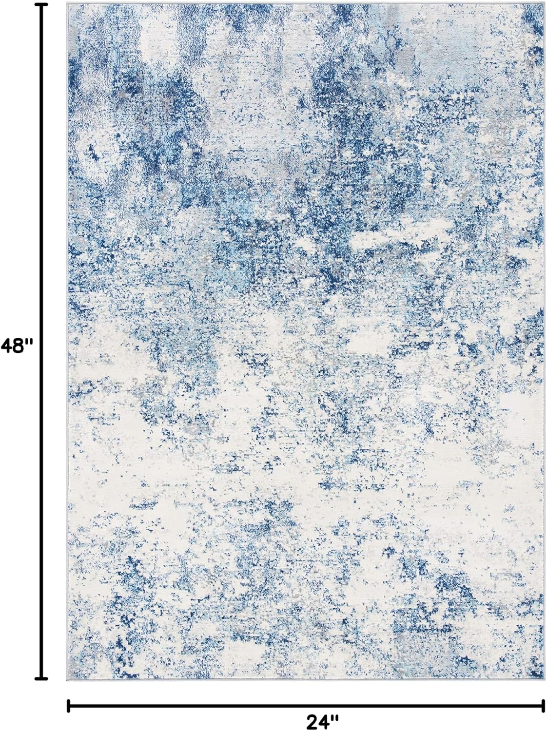 SAFAVIEH Brentwood Collection Accent Rug - 2' x 4', Ivory & Navy, Modern Abstract Design, Non-Shedding & Easy Care, Ideal for High Traffic Areas in Entryway, Living Room, Bedroom (BNT822B)