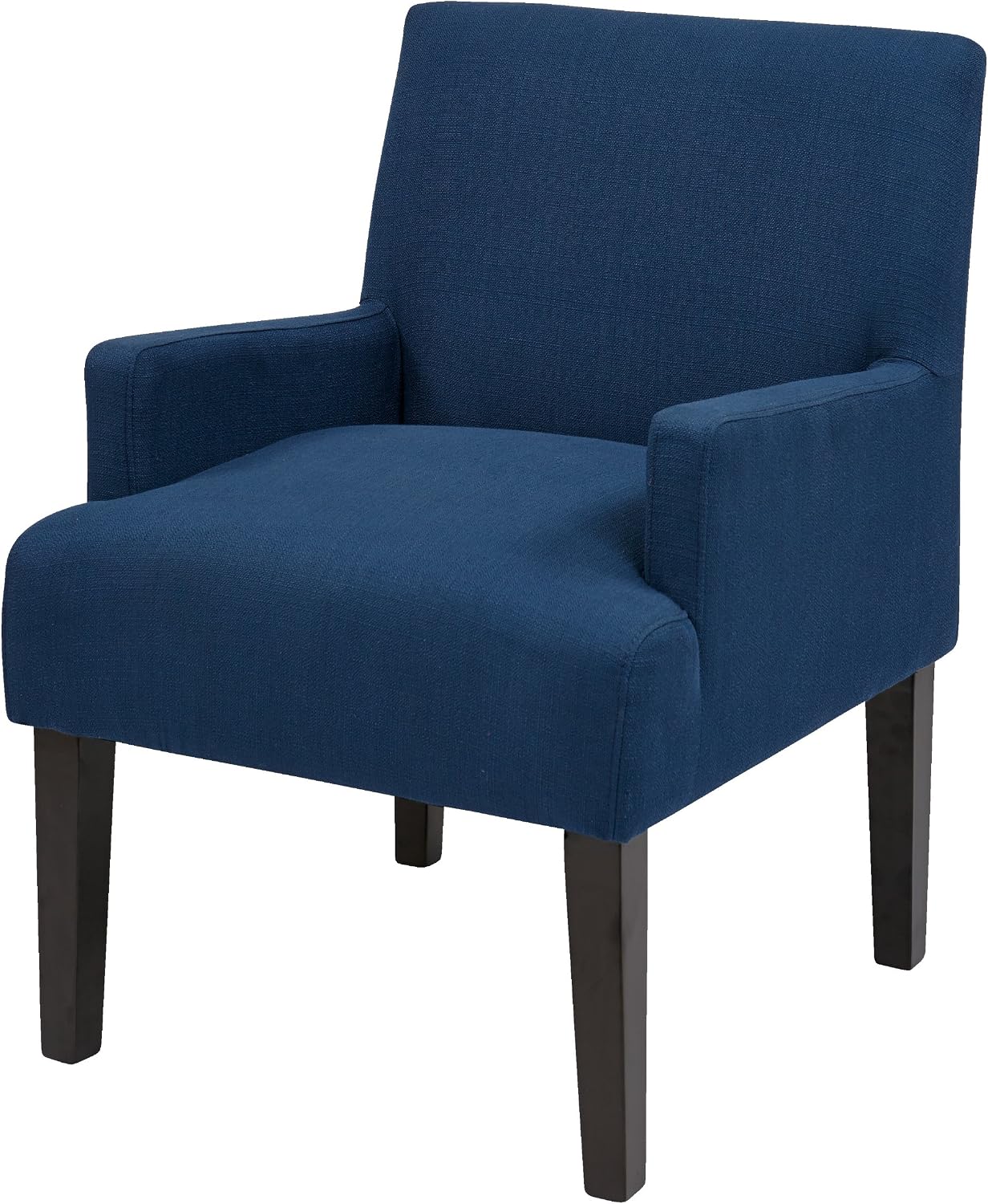 OSP Home Furnishings Main Street Upholstered Guest Chair with Espresso Finish Accents, Woven Indigo Fabric