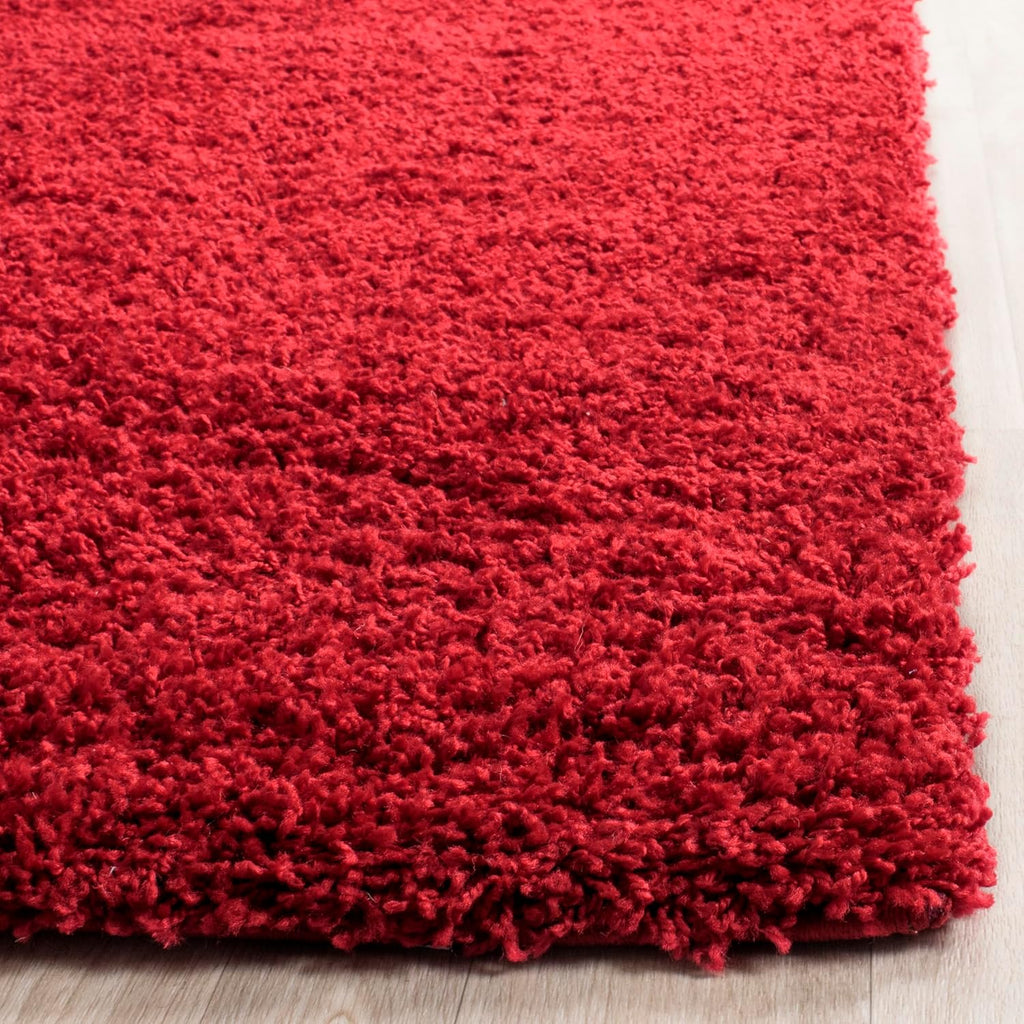 SAFAVIEH Laguna Shag Collection Area Rug - 5'3' Round, Red, Non Shedding & Easy Care, 2-inch Thick, Ideal for The Living Room, Bedroom, Dining (SGL303H-5R)