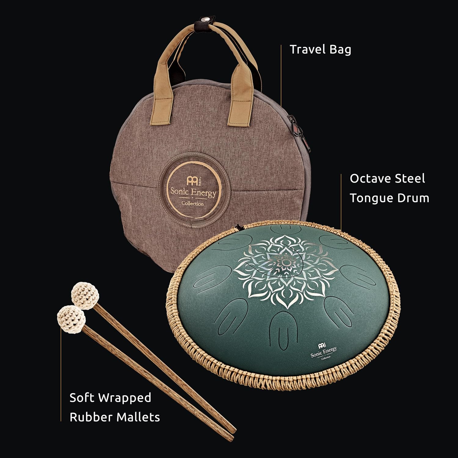 Meinl Sonic Energy Octave Steel Tongue Drum Percussion Instrument 16', 9 Notes with Mallets, Bag — for Musician Gift, Meditation, Yoga, Sound Baths