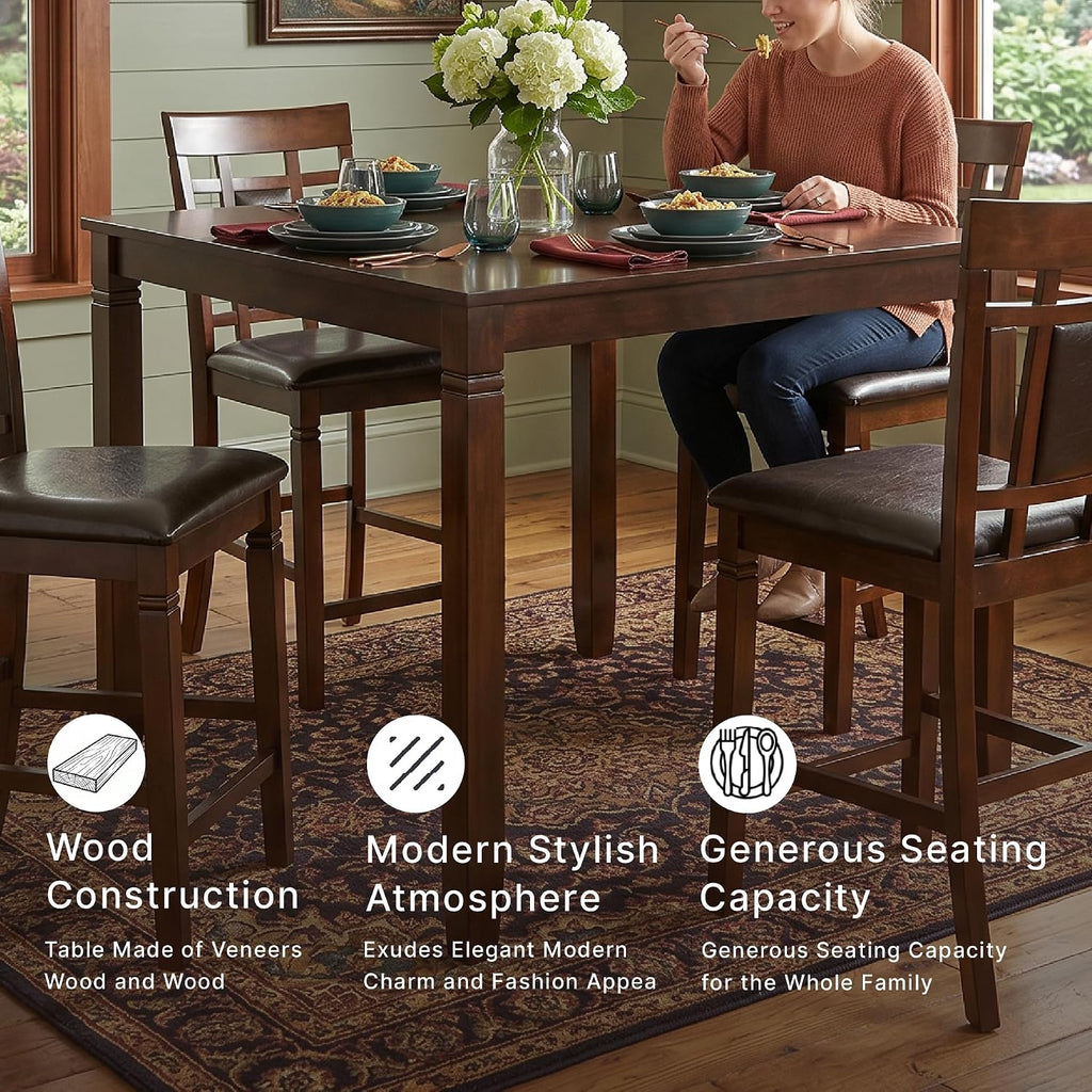 Signature Design by Ashley Bennox 5 Piece Counter Height Dining Set, Includes Table & 4 Barstools, Brown