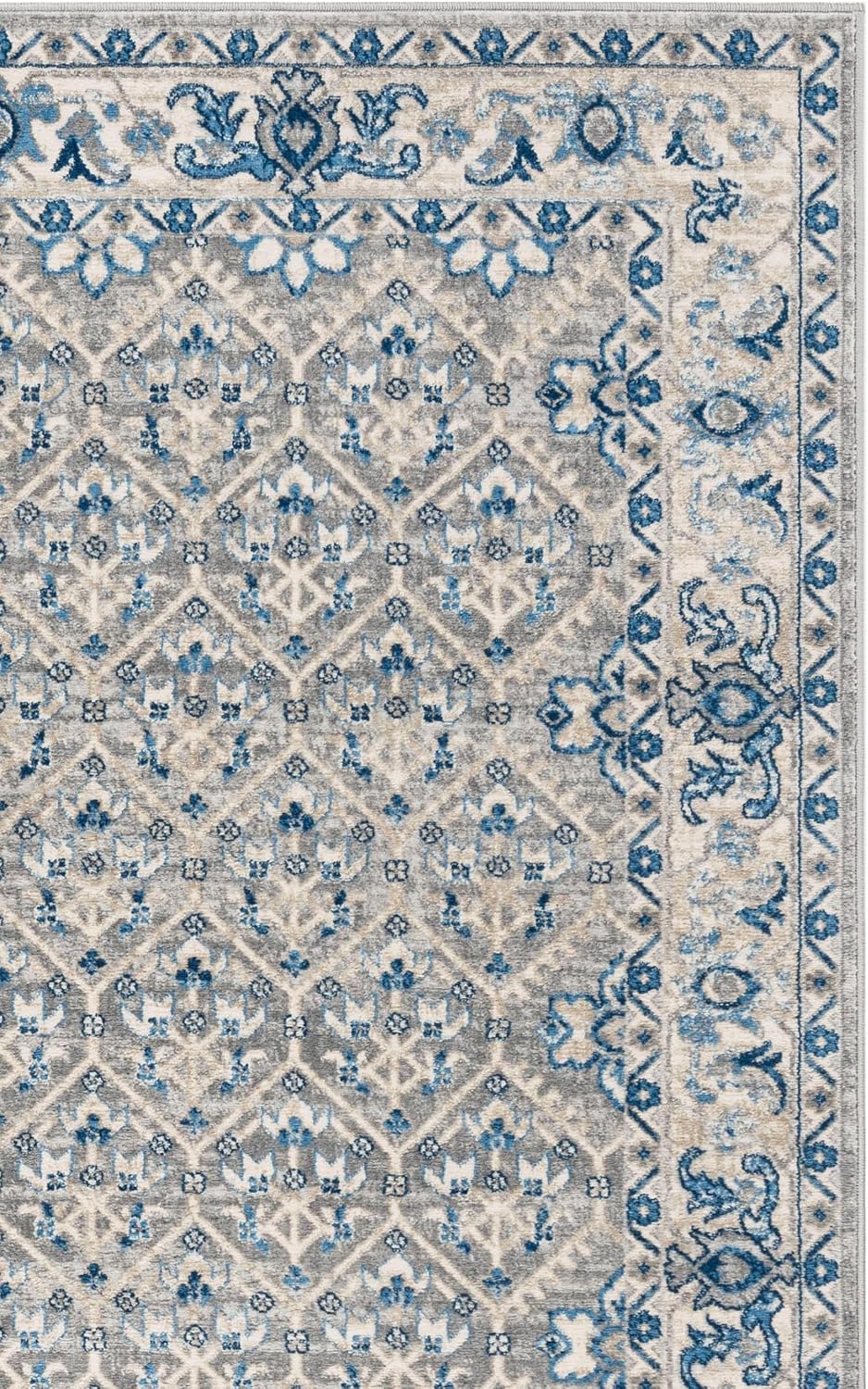 SAFAVIEH Brentwood Collection Area Rug - 9' x 12', Light Grey & Blue, Oriental Distressed Design, Non-Shedding & Easy Care, Ideal for High Traffic Areas in Living Room, Bedroom (BNT869G)