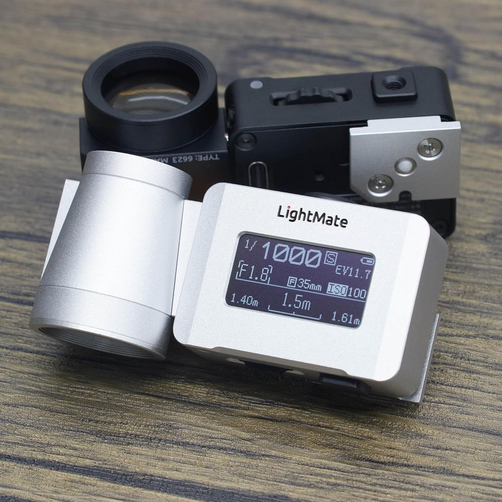 LightMate Area 2S Light Meter Photography & OV-X1 17° Retro Viewfinder, 0.96' Large OLED Screen, Ultra-Compact, Rechargeable Battery, for Leica & Other Film Cameras, Sliver