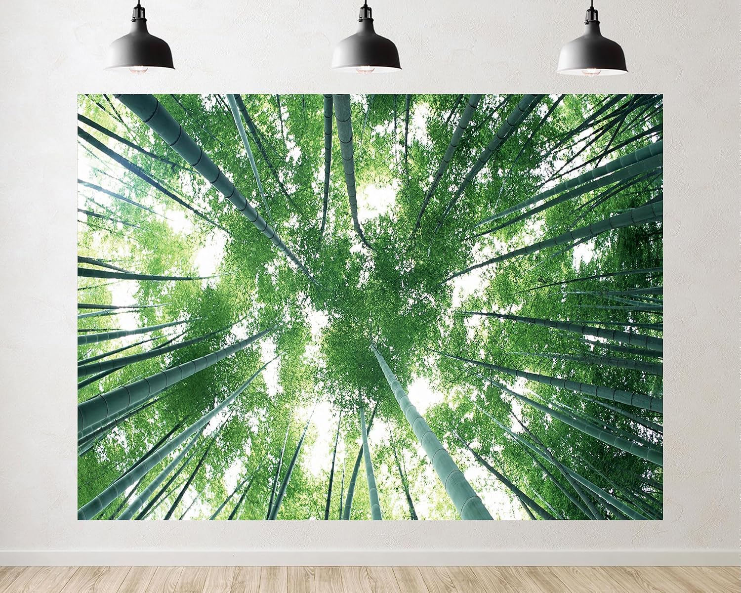Trykid 20x10ft Green Bamboo Forest Backdrop Upward Sky View Tall Bamboo Pole Jungle Scenery Photography Background Natural Theme Party Decoration Photo Booth Prop Fabric