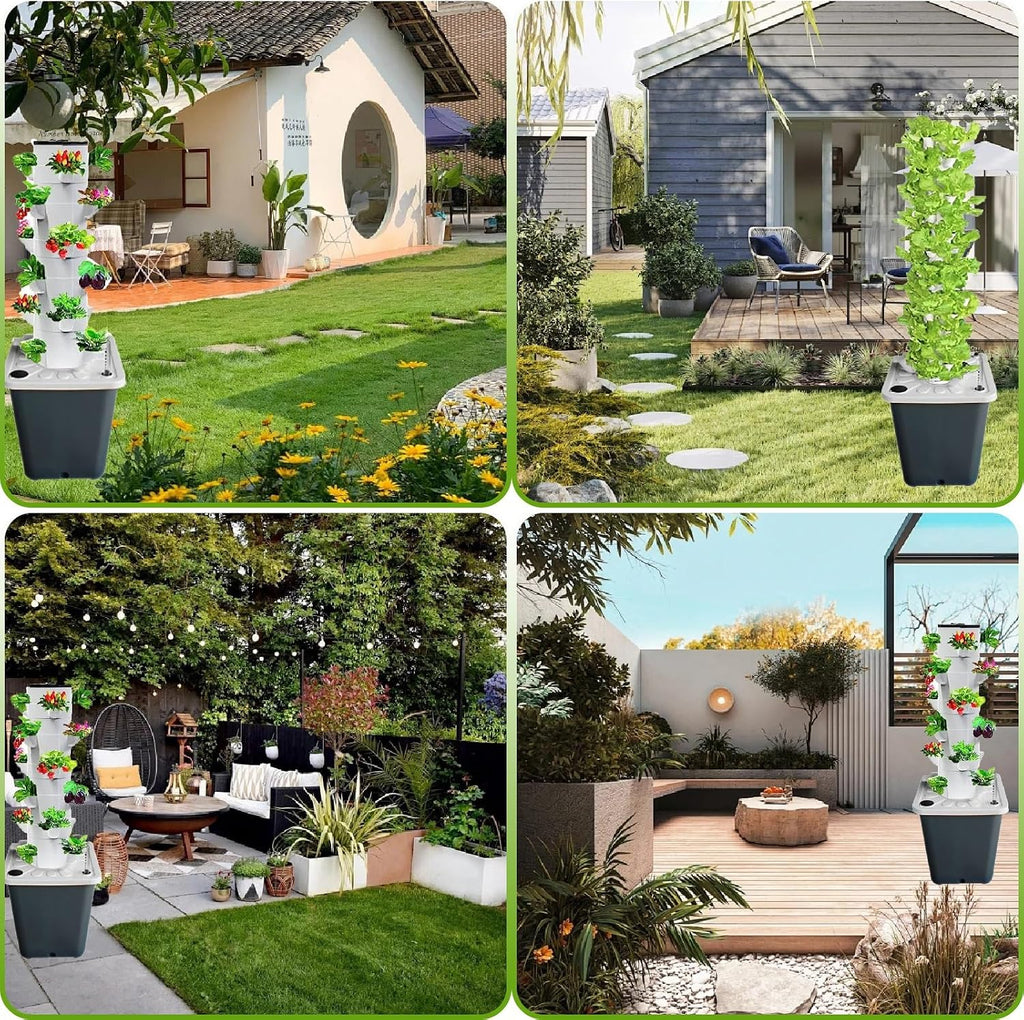 Hydroponics Growing System 30-Plant Kit: Indoor Vertical Farming Tower Home Gardening Essentials Aeroponic Tower for Herbs Fruits Vegetable(25holes)
