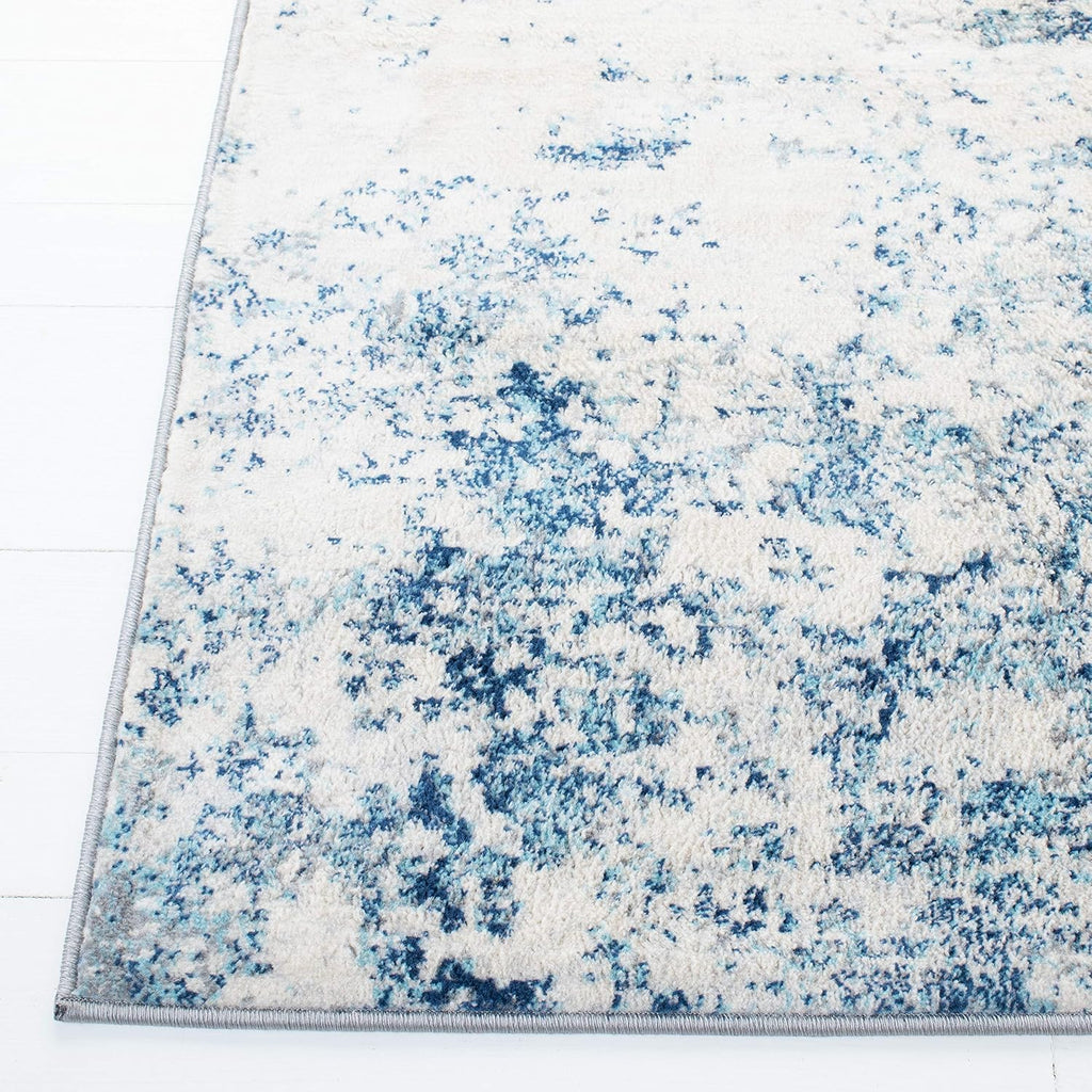 SAFAVIEH Brentwood Collection Area Rug - 8' x 10', Ivory & Navy, Modern Abstract Design, Non-Shedding & Easy Care, Ideal for High Traffic Areas in Living Room, Bedroom (BNT822B)