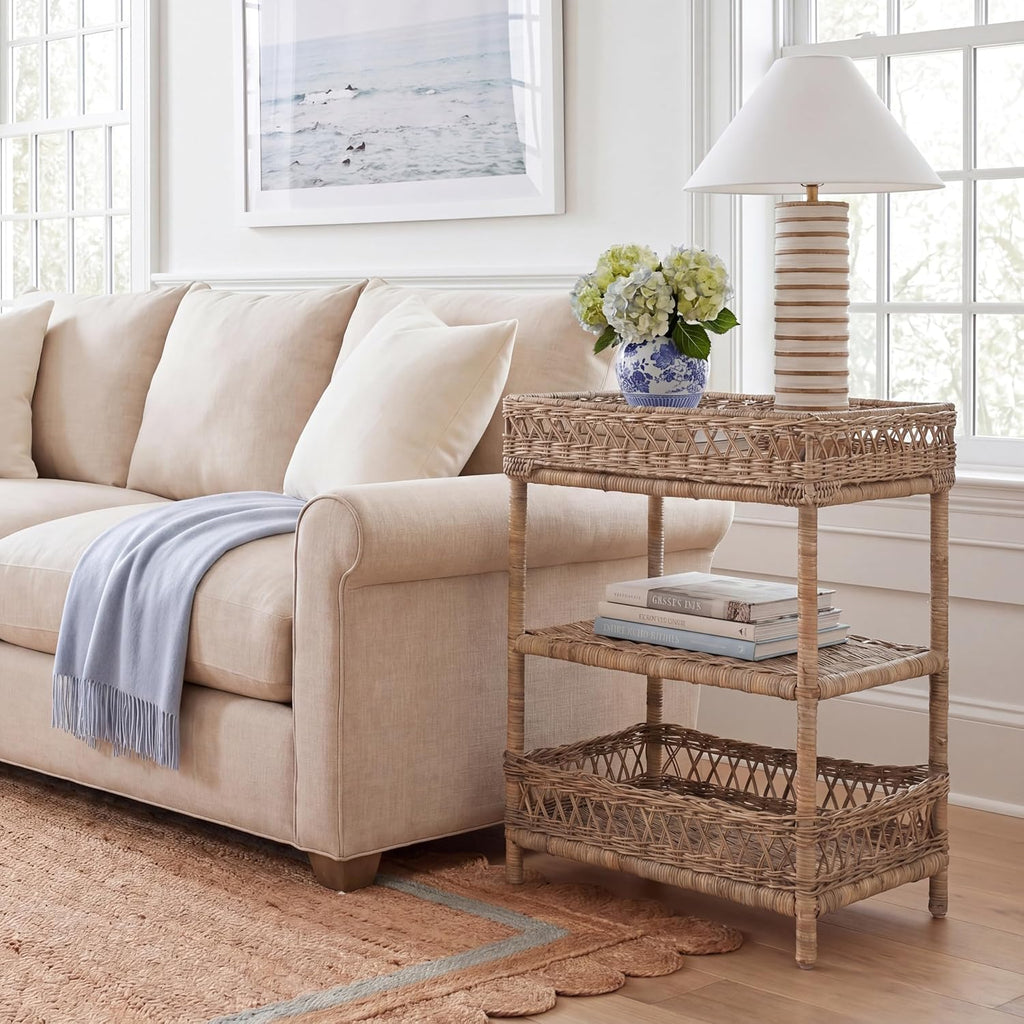 SAFAVIEH Home Collection Ajani Natural Wicker 3 Tier Accent Table