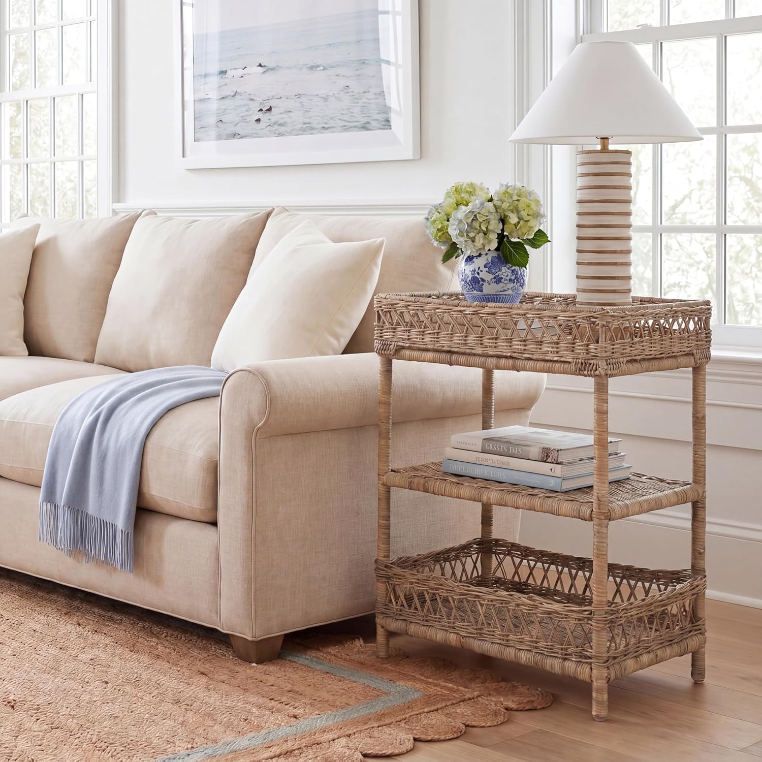 SAFAVIEH Home Collection Ajani Natural Wicker 3 Tier Accent Table