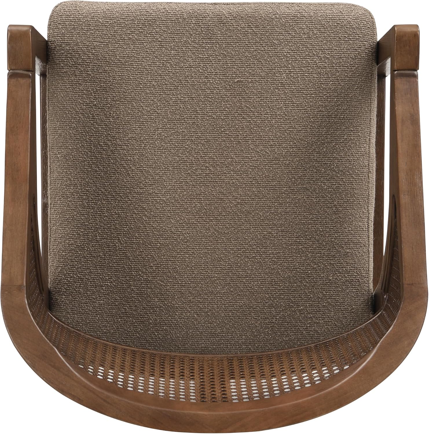 Christopher Knight Home Faritel Modern Dining Chairs Set of 2, Fabric Upholstered Kitchen Side Armchairs, Rubberwood Living Room Comfy Reading Chair with Curved Rattan Back, Walnut+Brown