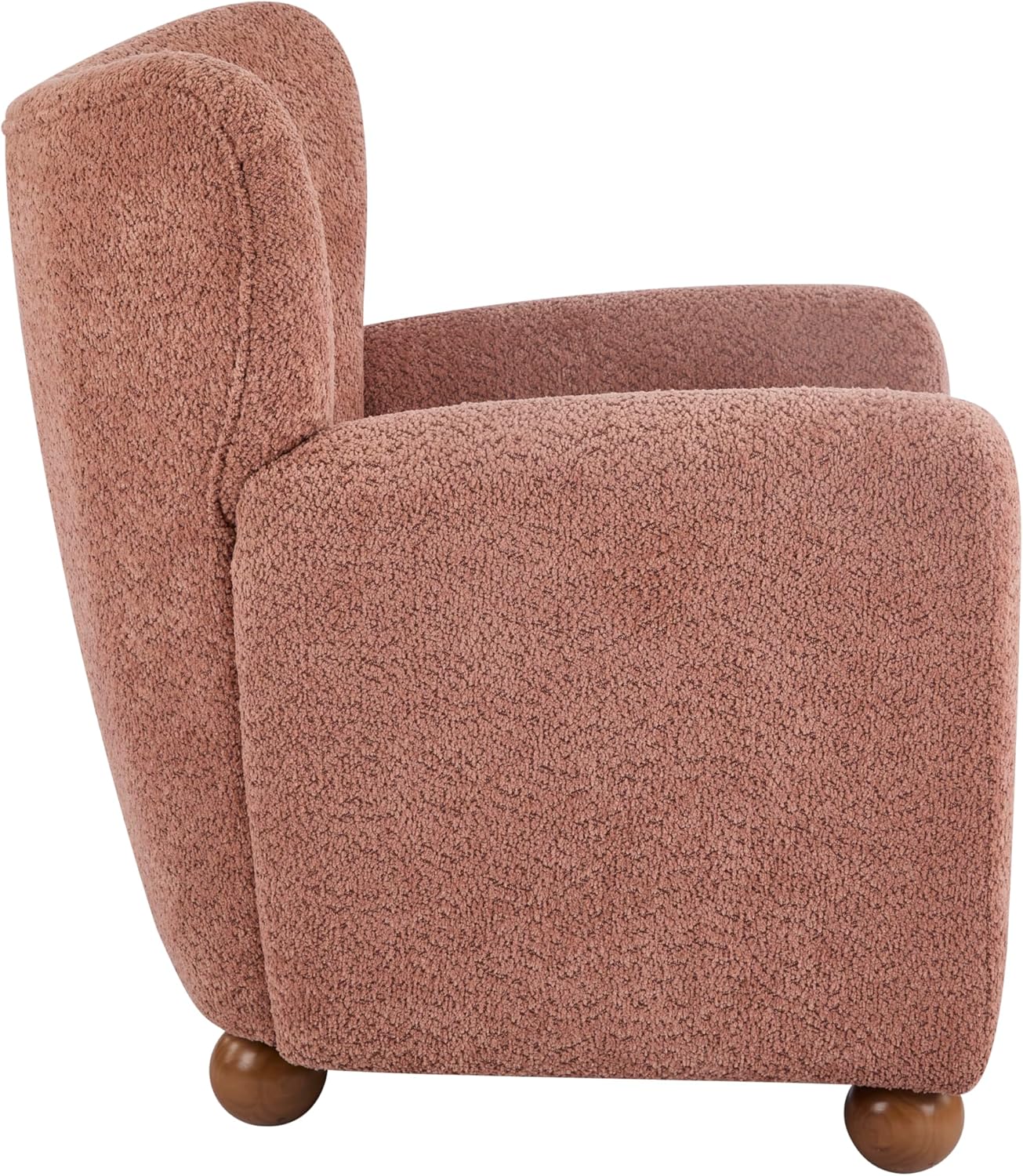 Christopher Knight Home Lindy Wingback Accent Chair, Upholstered Armchair with Rounded Wooden Legs, Curved Backrest Single Sofa, Soft Cushion Seating, Comfy Lounge Chair for Living Room, Dusty Coral