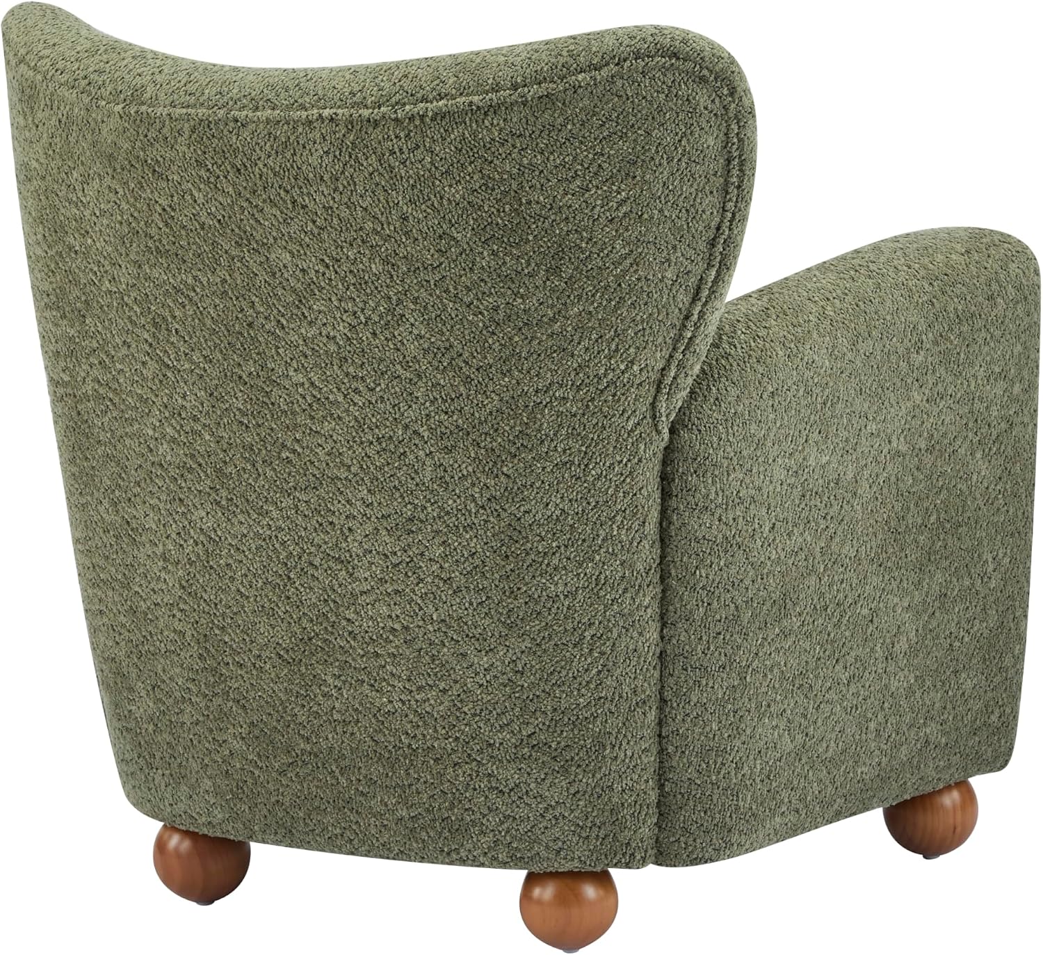 Christopher Knight Home Lindy Wingback Accent Chair, Upholstered Armchair with Rounded Wooden Legs, Curved Backrest Single Sofa, Soft Cushion Seating, Comfy Lounge Chair for Living Room, Olive Green