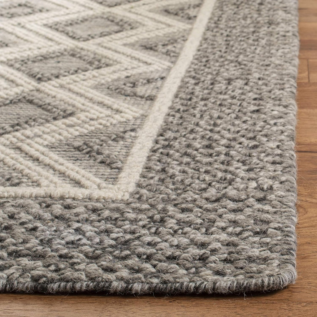 SAFAVIEH Vermont Collection Runner Rug - 2'3' x 14', Grey & Ivory, Handmade Wool & Cotton, Ideal for High Traffic Areas in Living Room, Bedroom (VRM212C)