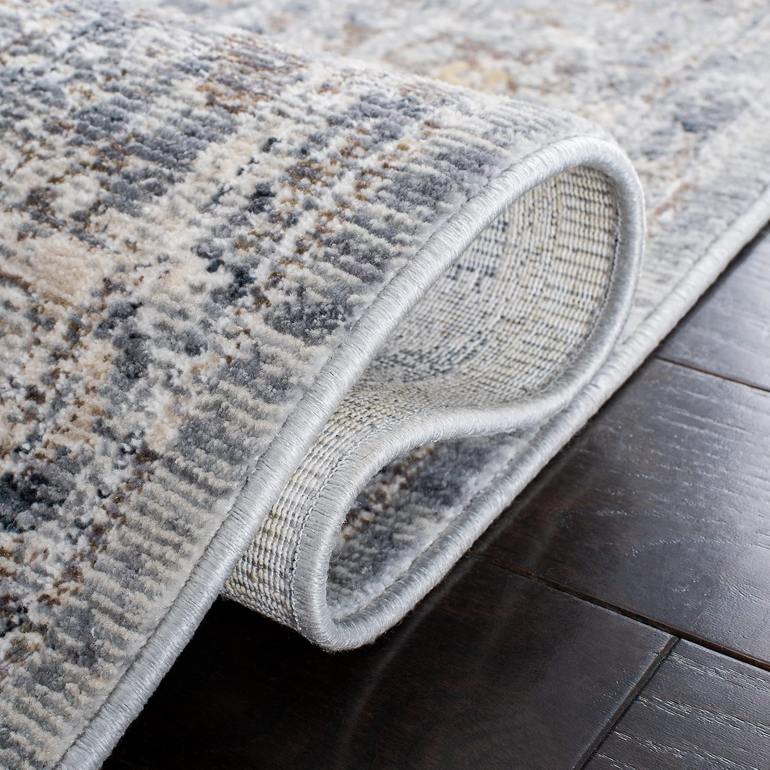 SAFAVIEH History Collection Area Rug - 9' x 12', Light Grey & Gold, Vintage Distressed Design, Non-Shedding & Easy Care, Ideal for High Traffic Areas in Living Room, Bedroom (HIS546F)