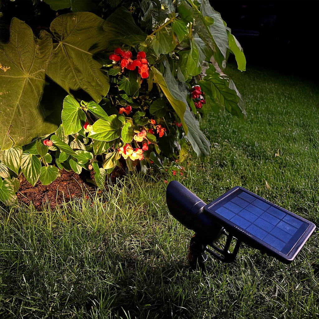 Gama Sonic Tri-Color Progressive Solar LED Spotlight with 100 Lumens, Outdoor Black Cast Aluminum, 3000K/4000K/5000K with Detachable Solar Panel (103i90090)