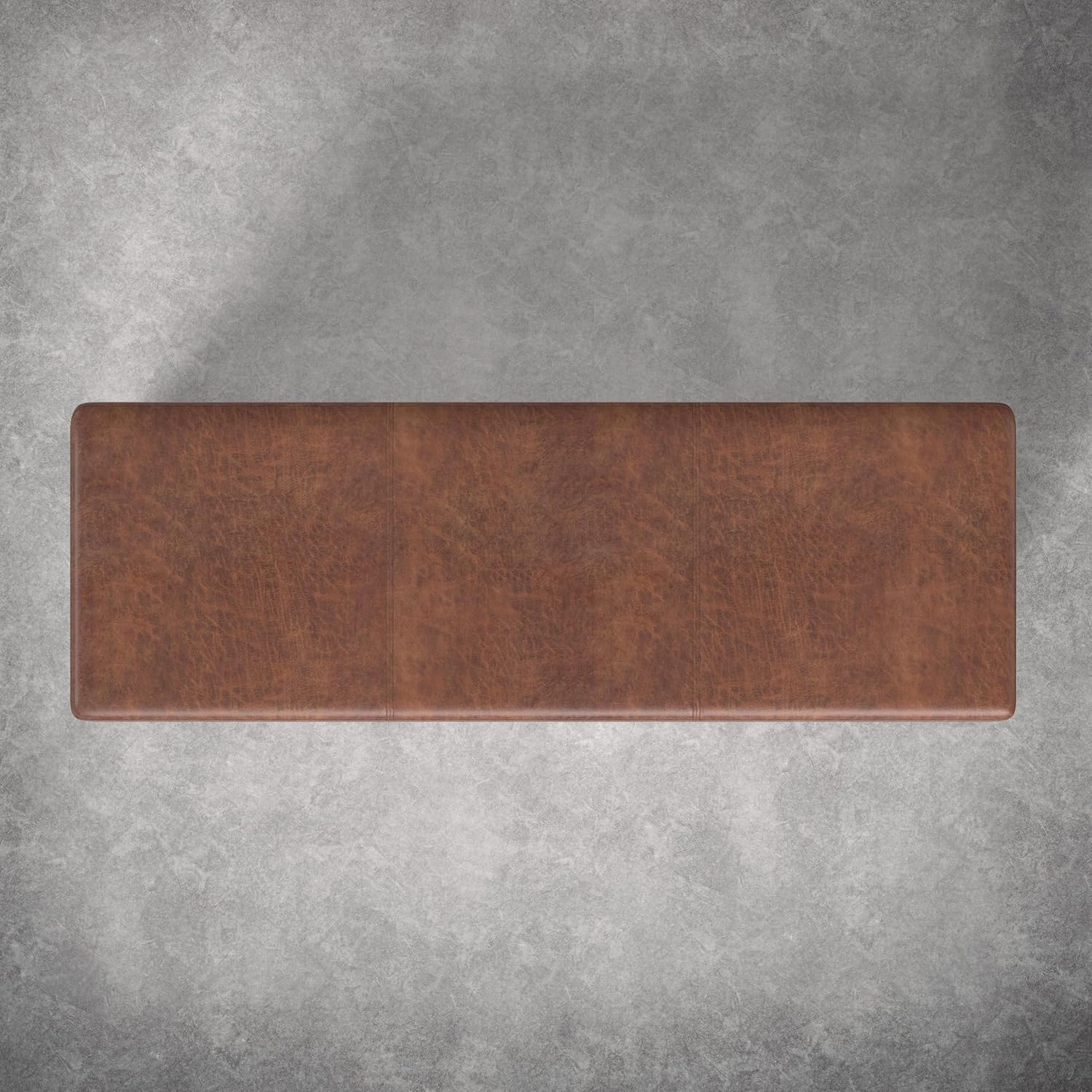 SIMPLIHOME Avalon Storage Ottoman Bench - 54 inch Wide Upholstered Vegan Leather Extra Large Rectangle Ottoman Bench in Distressed Pecan Brown, Contemporary Ottoman for Living Room with Lift-Up Lid