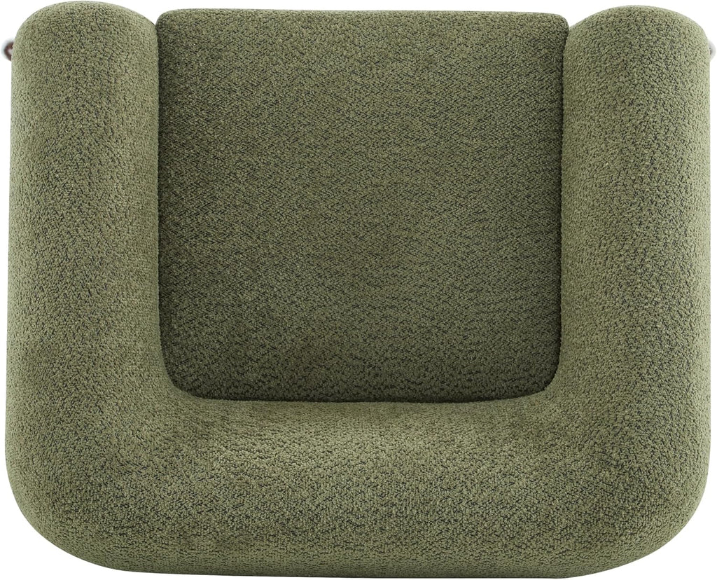 Christopher Knight Home Holly Modern Boucle Fabric Upholstered Club Chair for Living Room, Home Office, Apartment, Relaxing Chair with Removable Cushion and Birch Wood Legs, Olive Green+Walnut