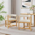 Christopher Knight Home Set of 2 Arley Modern Fabric Upholstered Dining Armchair, Sturdy Wooden Kitchen Side Chair with Ergonomic Backrest and Footrest, Soft Padded Barrel Accent Chair, Beige+Natural