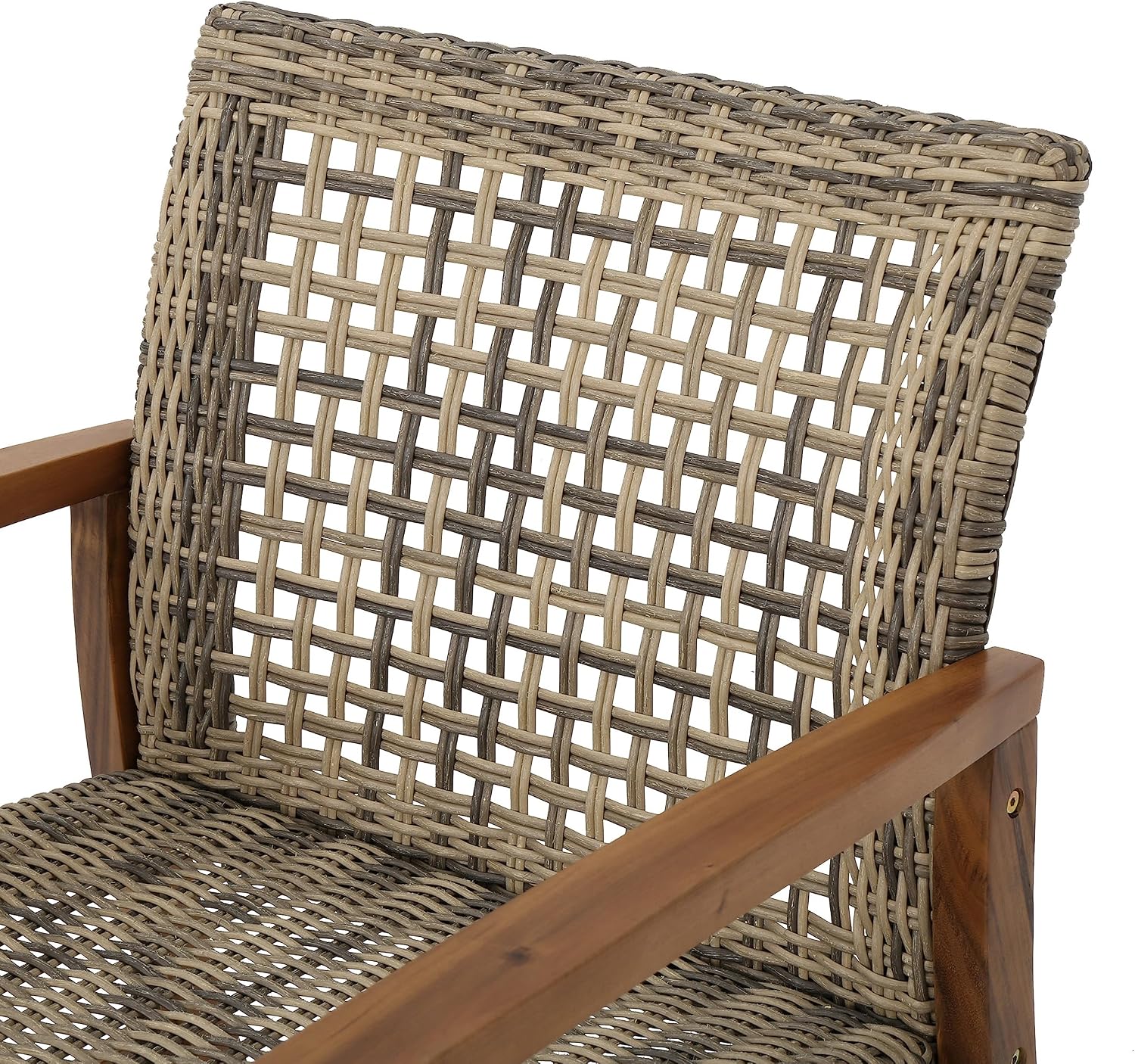 Christopher Knight Home Hampton Outdoor 3 Piece Wood and Wicker Club Chairs and Side Table Set, Gray