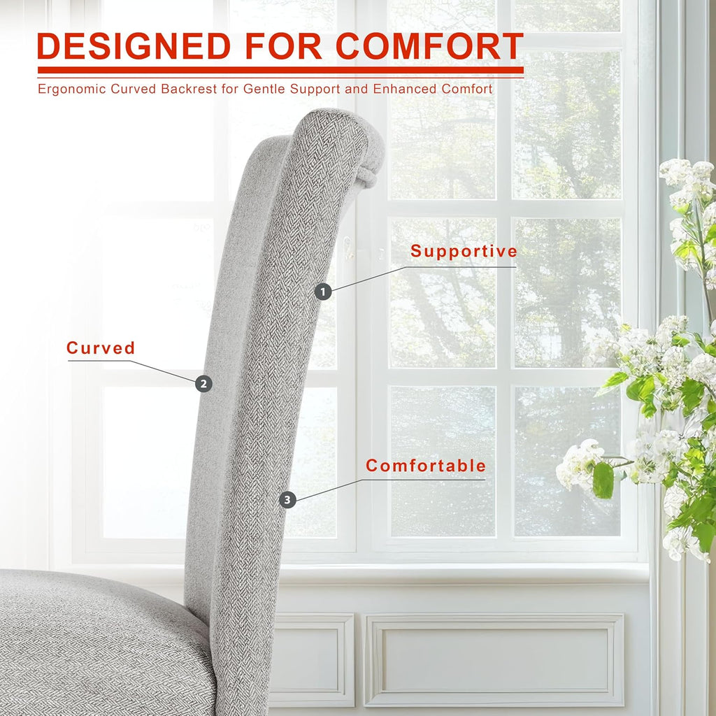 HomePop Parsons Classic Upholstered Accent Dining Chair, Single Pack, Light Grey