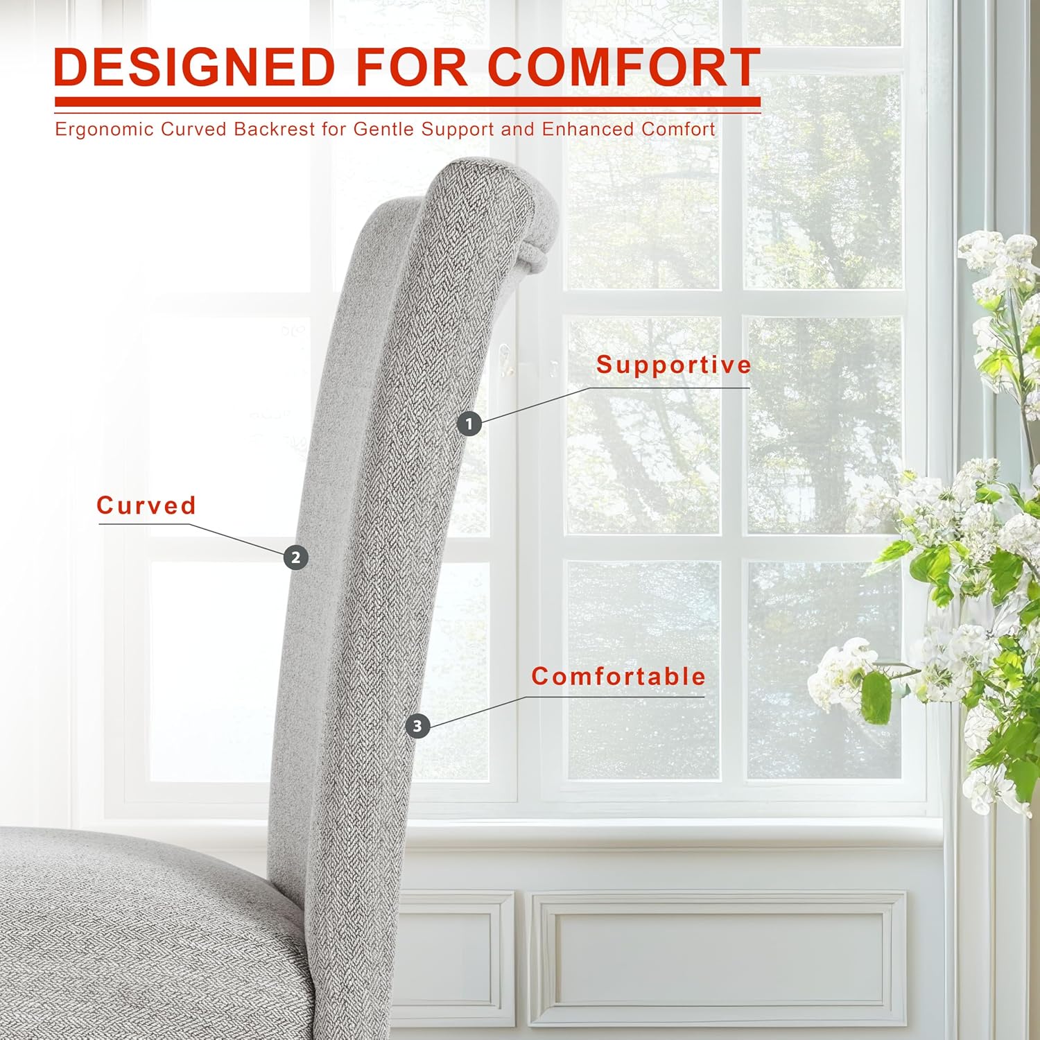 HomePop Parsons Classic Upholstered Accent Dining Chair, Single Pack, Light Grey