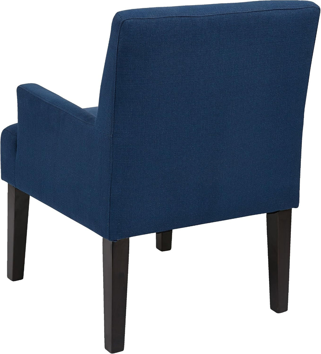 OSP Home Furnishings Main Street Upholstered Guest Chair with Espresso Finish Accents, Woven Indigo Fabric