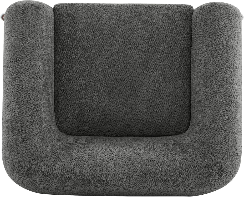 Christopher Knight Home Holly Modern Boucle Fabric Upholstered Club Chair for Living Room, Home Office, Apartment, Relaxing Chair with Removable Cushion and Birch Wood Legs, Dark Gray + Walnut