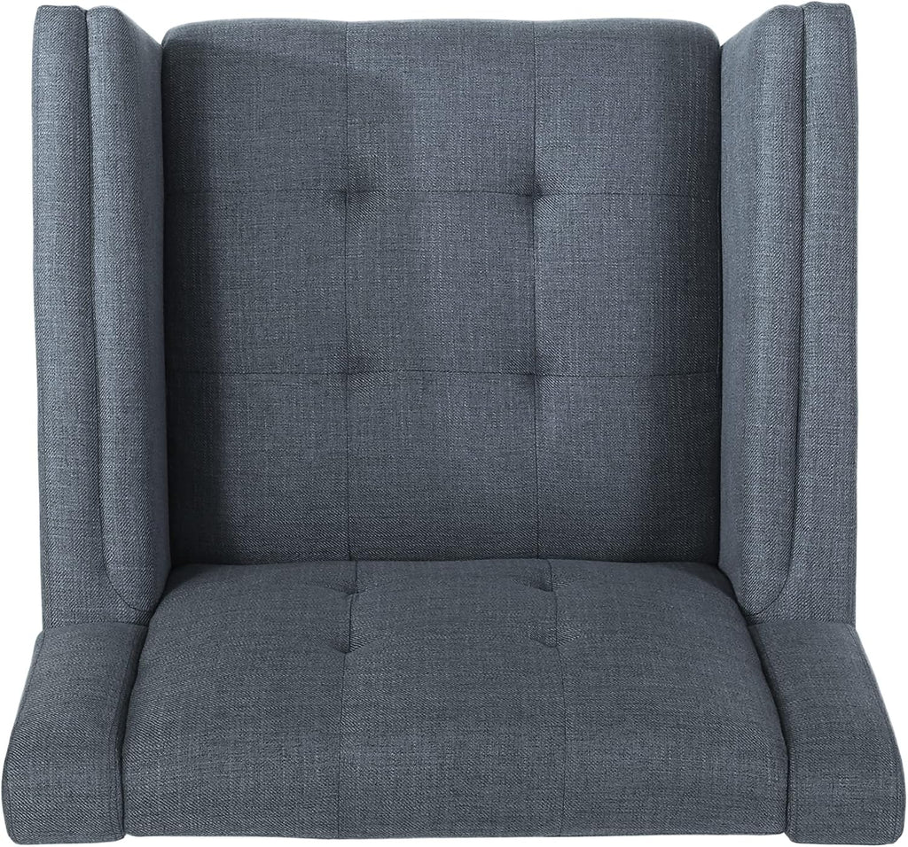 Christopher Knight Home Evelyn Mid Century Modern Fabric Arm Chair, Dark Gray, Walnut