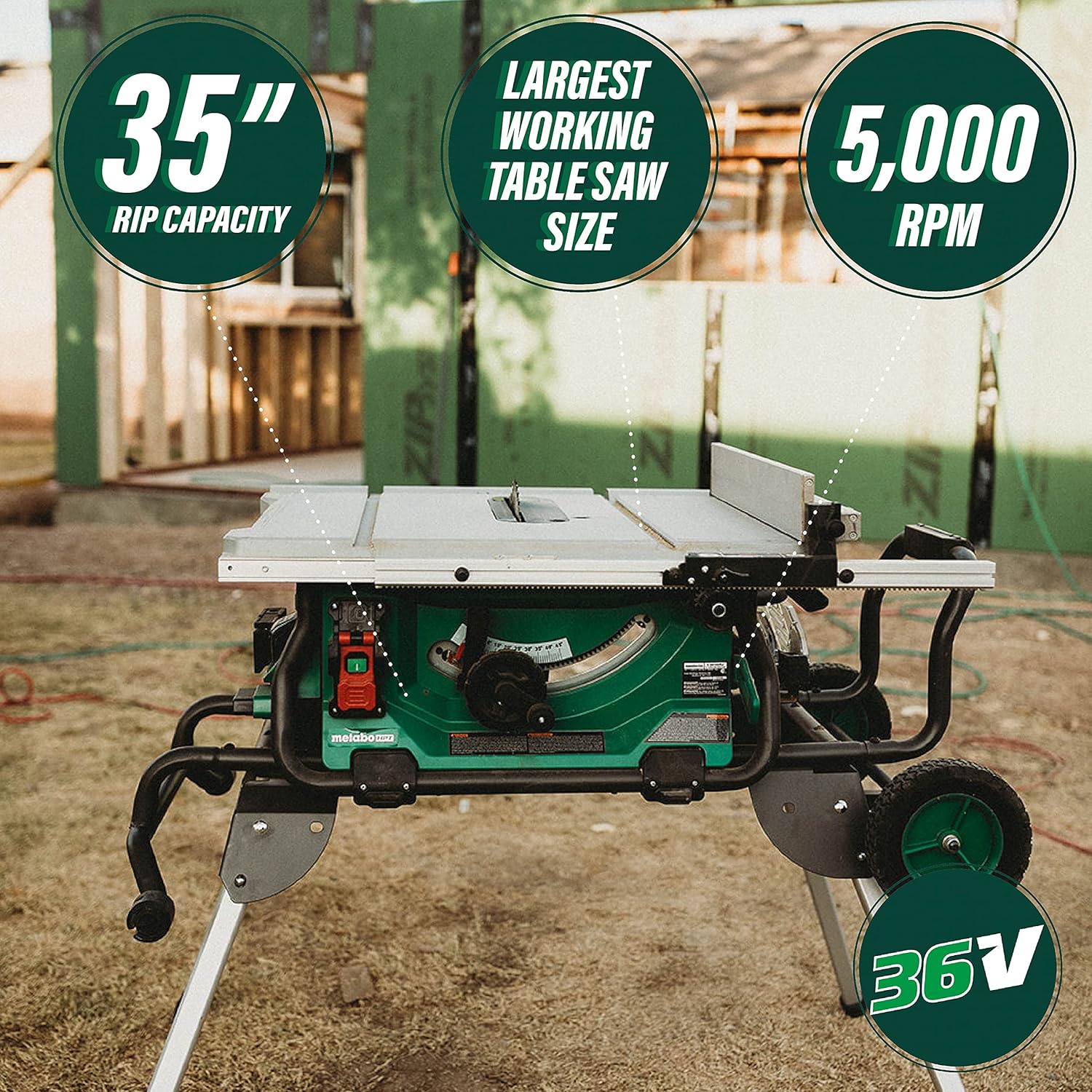 Metabo HPT 36V MultiVolt 10 Inch Table Saw, Cordless Power Saw, Brushless Motor, Precision Bevel Cuts, High Rip Capacity, 10-Inch 40-Tooth Carbide Tipped Blade, Tool Body Only, C3610DRJQ4