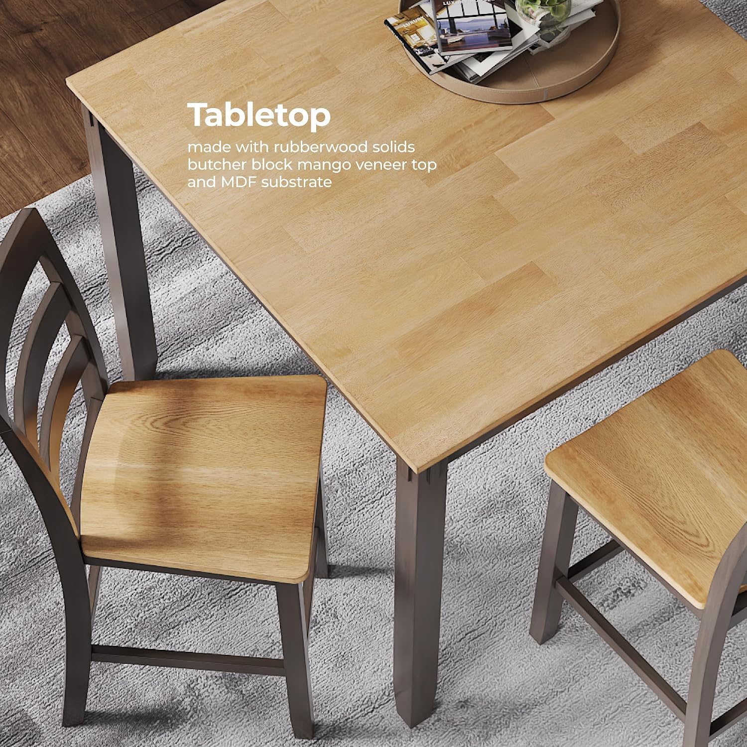 Signature Design by Ashley Gesthaven Casual Counter Height Dining Table and 4 Bar Stools, Set of 5, Light Brown & Dark Brown