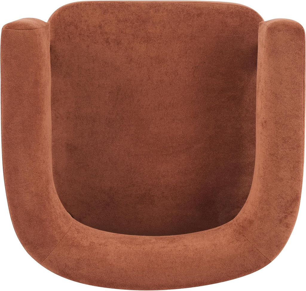 Christopher Knight Home Carly Low Profile Accent Chair, Boucle Upholstered Barrel Chair, Comfy Reading Chair for Bedroom, Wooden Single Lounge Sofa, Burnt Orange