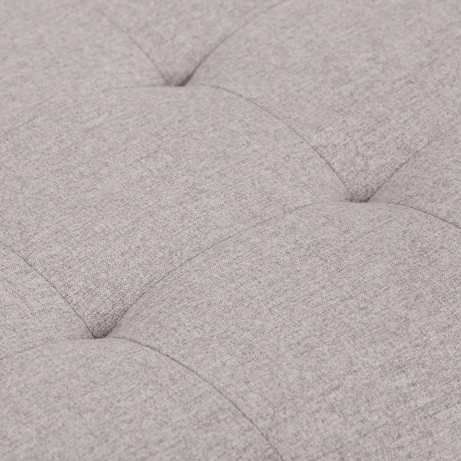 SIMPLIHOME Cosmopolitan Storage Ottoman - 34 inch Wide Upholstered Linen Look Fabric Rectangle Storage Ottoman Bench in Cloud Grey, Transitional Tufted Ottoman for Living Room with Lift-Up Lid