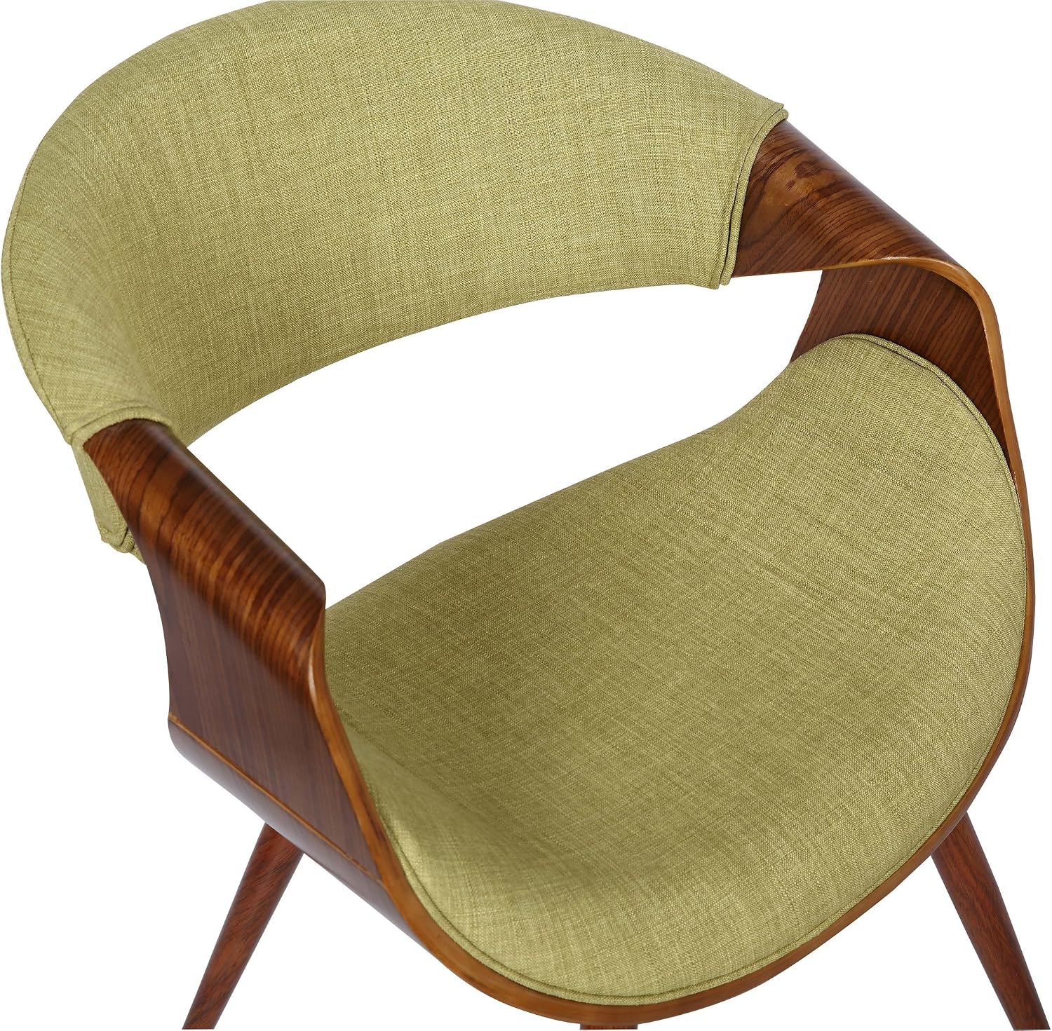 Armen Living Butterfly Mid-Century Dining Chair in Walnut Finish and Green Fabric