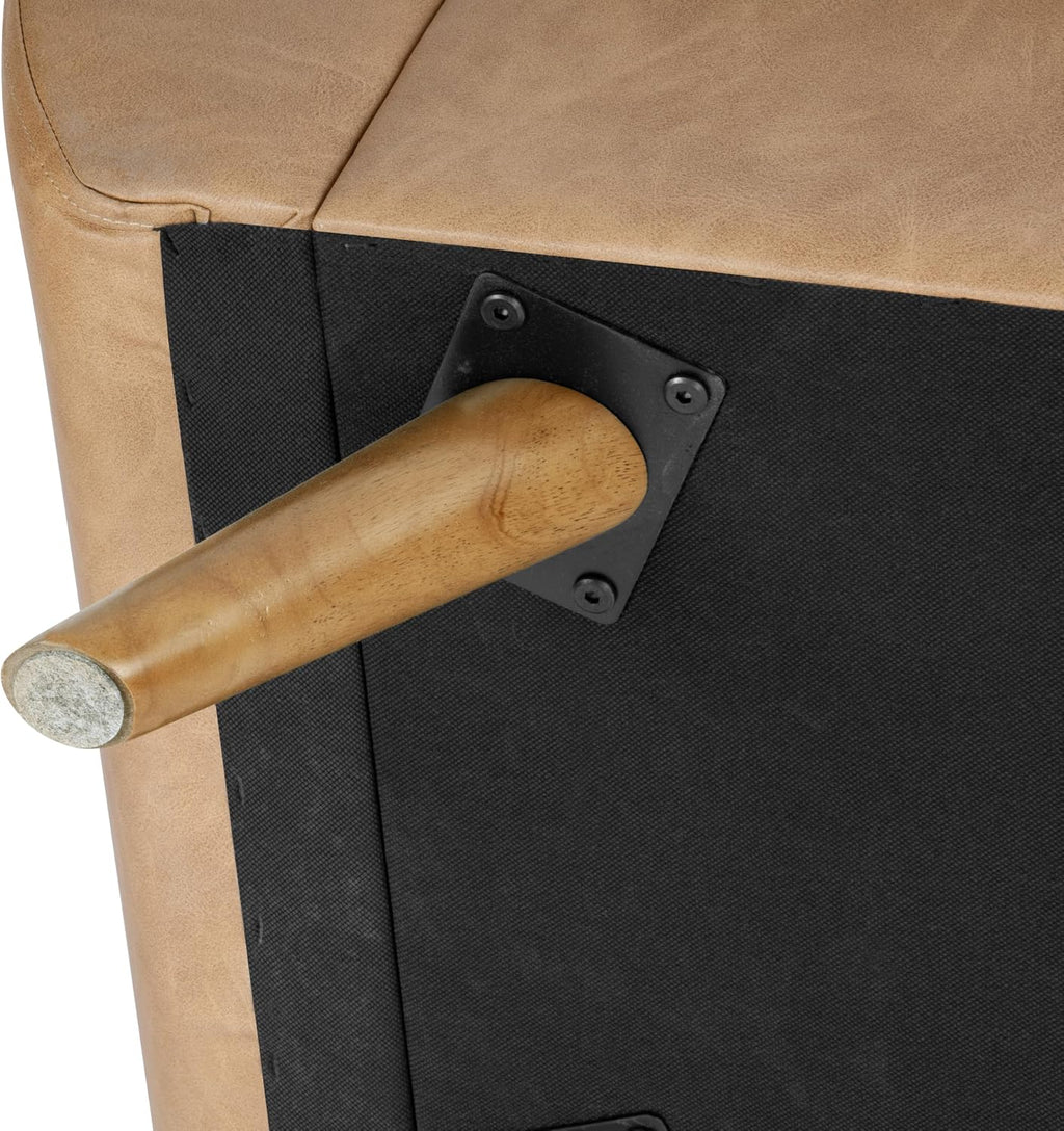 HomePop 60' Modern Storage Bench with Wood Legs - Sand Faux Leather